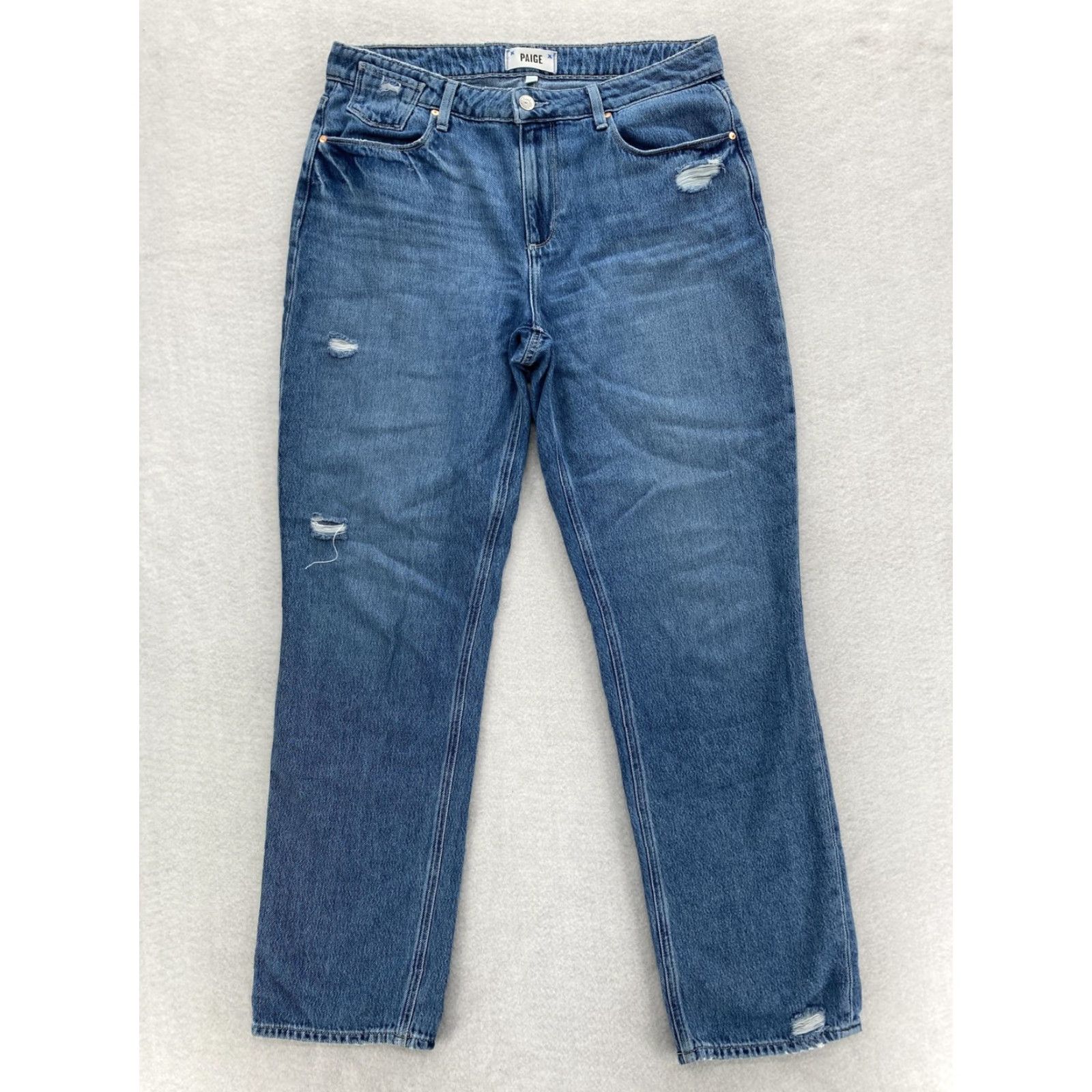 Paige Paige Jeans Womens 29 Blue Noella Relaxed Janae Distressed Baggy Straight Denim Jeans Mens Womens Size 29" - 2 Thumbnail