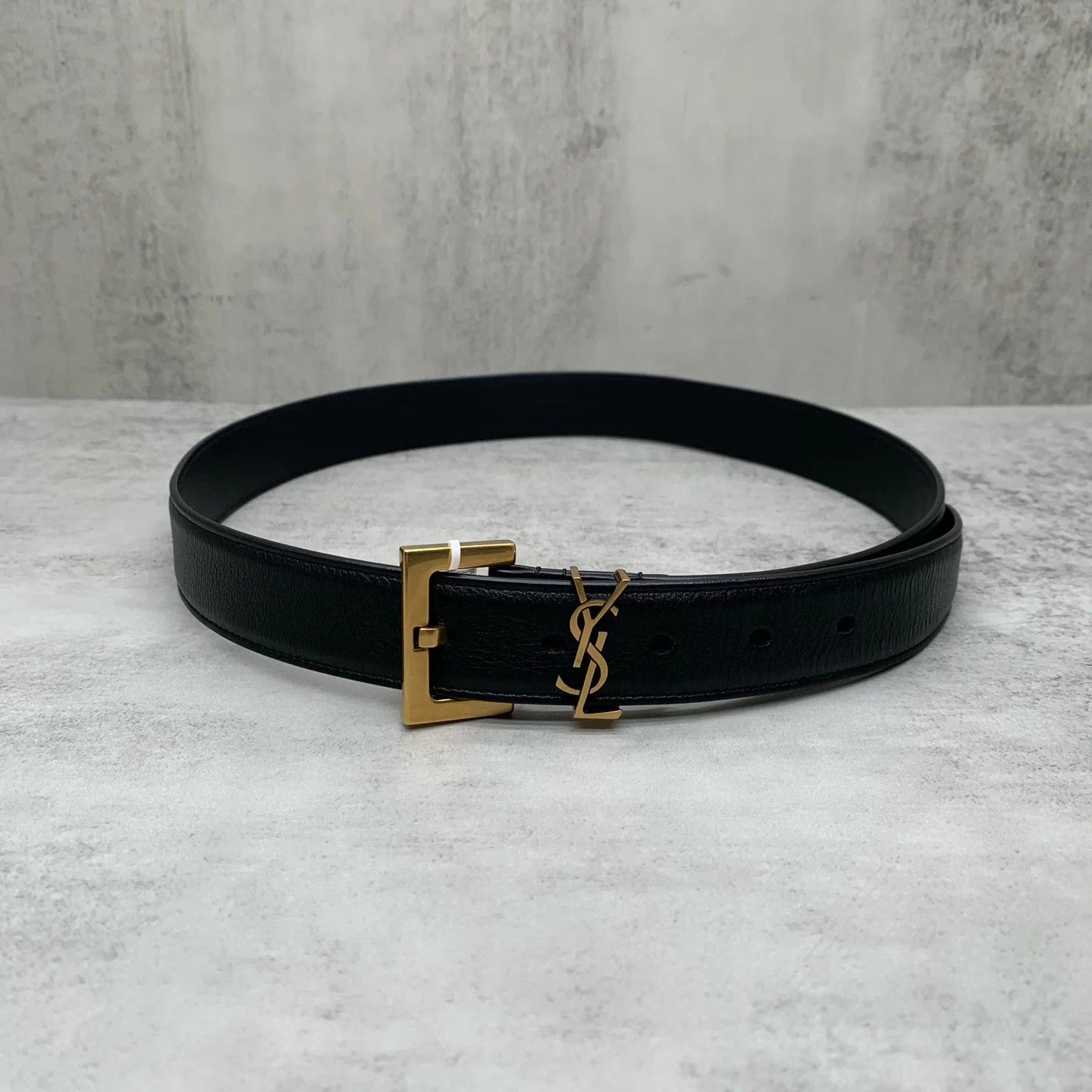 Saint Laurent Paris SAINT LAURENT Monogramme Black Gold Belt 80 98 Size ONE SIZE - 2 Thumbnail
