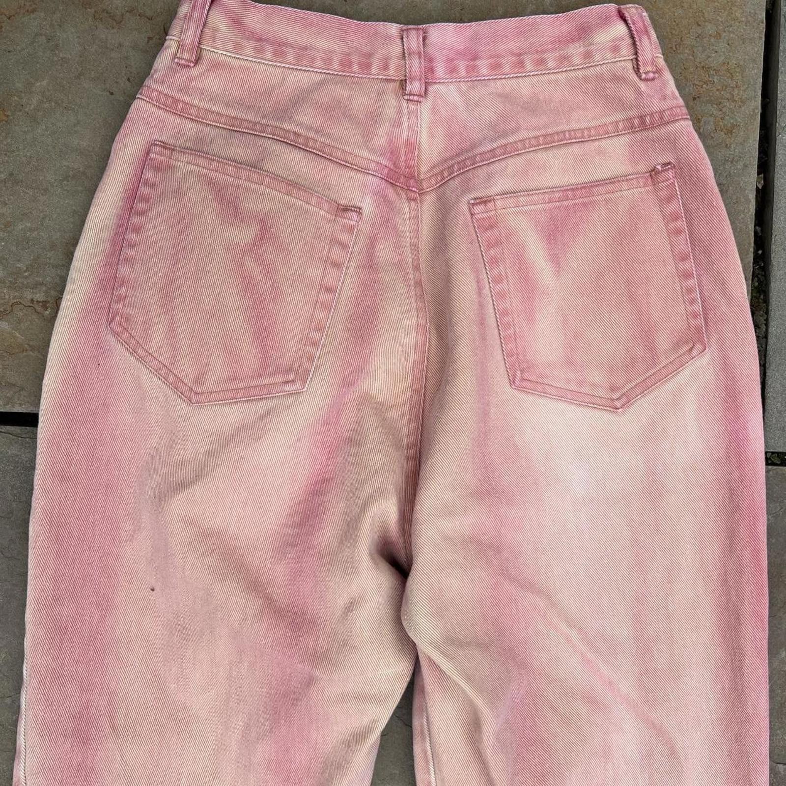 Vintage Vintage 90s Reworked Upcycled Pink Peach Jeans Size 26" / US 2 / IT 38 - 5 Thumbnail