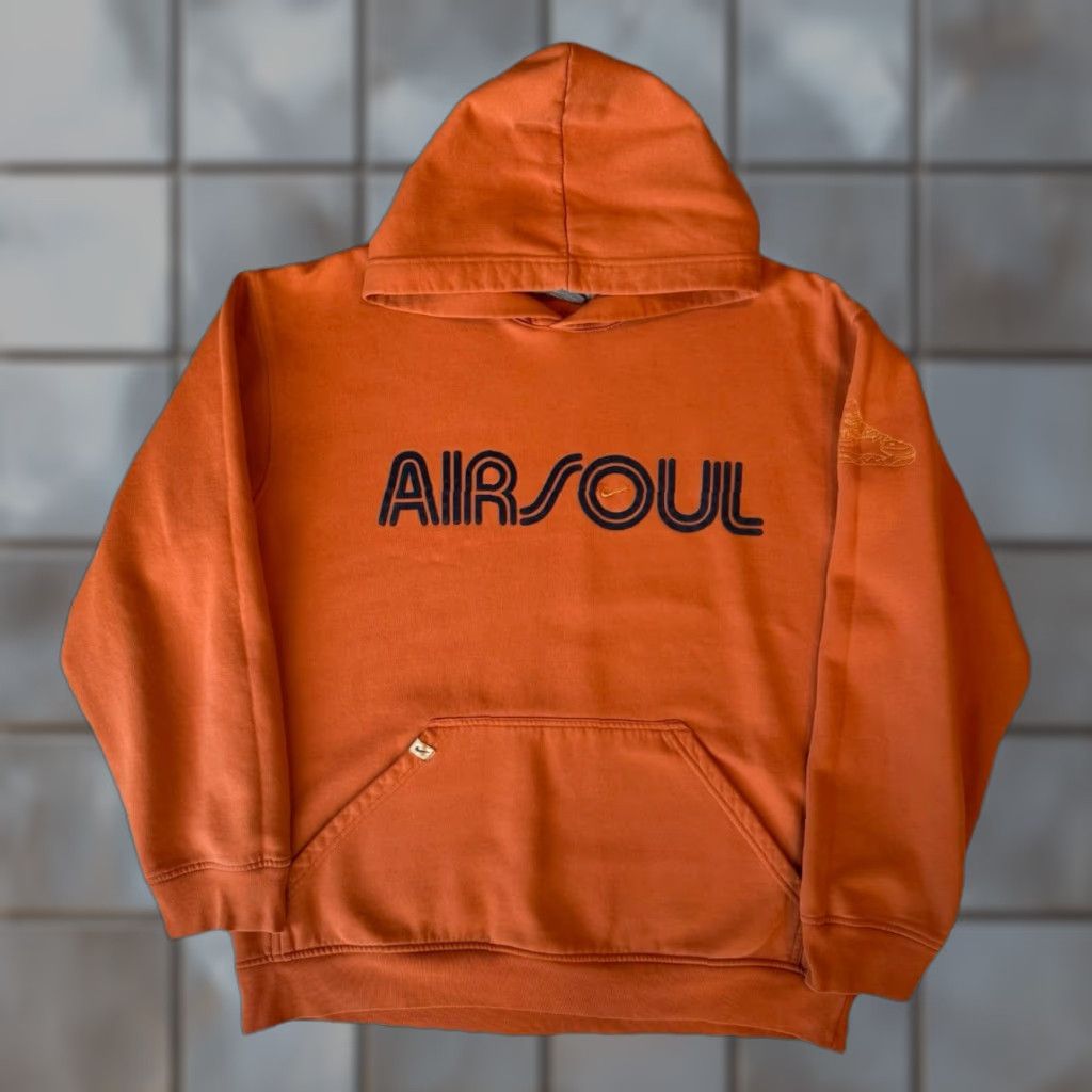 Nike VINTAGE Nike Air Soul Hoodie XL Orange Swoosh Pullover Hoodie Men Regular Fleece Sweatshirt Size US XL / EU 56 / 4 - 1 Thumbnail
