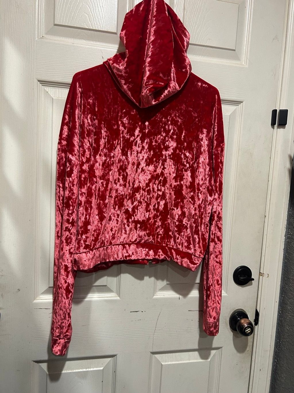 Fabletics Women's Fabletics Red Crushed Velvet Full-Zip Hoodie L Size L / US 10 / IT 46 - 6 Thumbnail