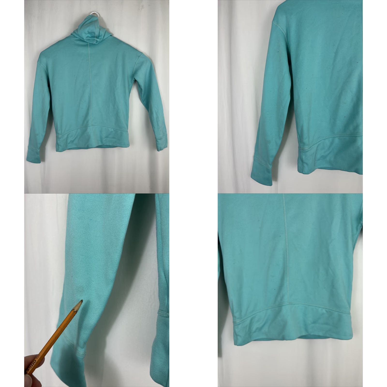 The North Face The North Face Womens Hoodie Large Long Sleeve High Neck Teal Pullover Size L / US 10 / IT 46 - 9 Thumbnail