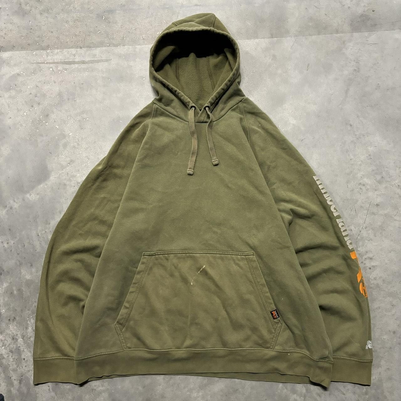 Timberland × Vintage Crazy Vintage Y2K/2000s Faded Khaki Green Earth Tone Timberland Essential Hoodie! Size US XL / EU 56 / 4 - 1 Thumbnail