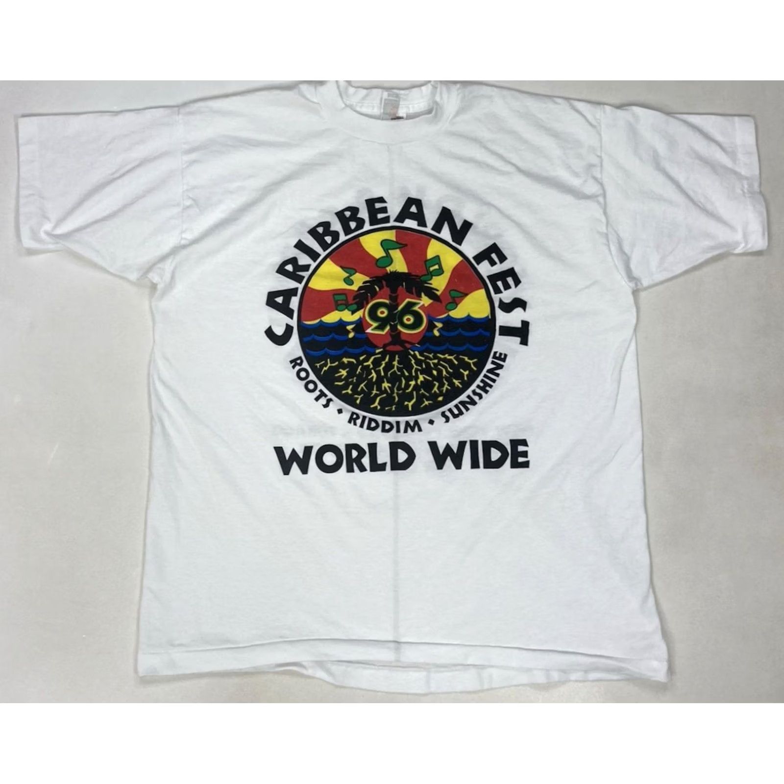Fruit Of The Loom VINTAGE Caribbean Fest 1996 Graphic T-shirt Men XL White Cotton Nike? Size US XL / EU 56 / 4 - 2 Thumbnail