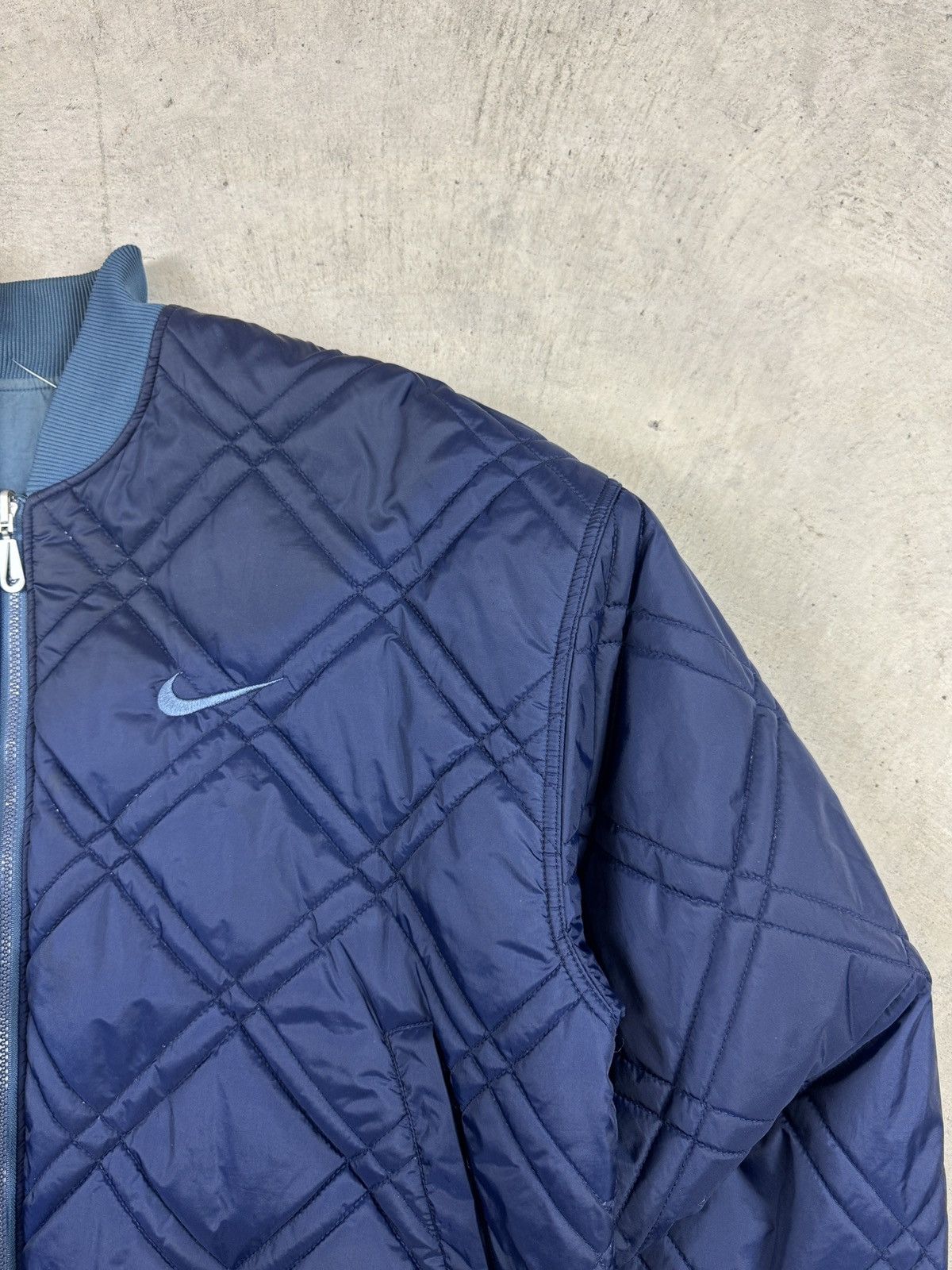 Nike × Vintage 1990’s Nike Reversible Blue Bomber Jacket Size US L / EU 52-54 / 3 - 3 Thumbnail