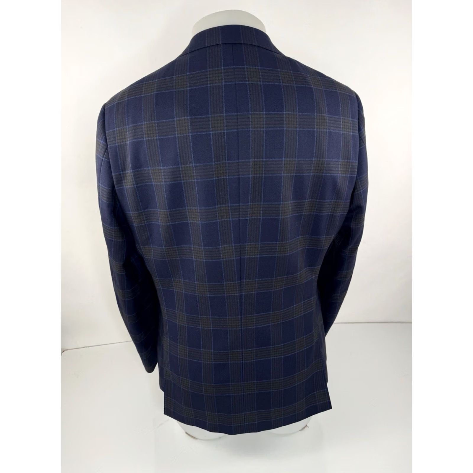 Vintage VITALE BARBERIS CANONICO Blazer Jacket Plaid Virgin Wool Italy Blue Slightly Greenish Gold 40 Short Mens Size 40R - 4 Thumbnail