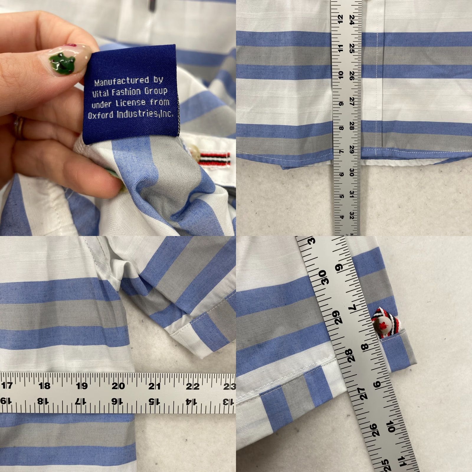 Billy London Billy London Shirt Mens Large Slim Blue Striped Short Sleeve Stretch Nautical Size US L / EU 52-54 / 3 - 8 Thumbnail