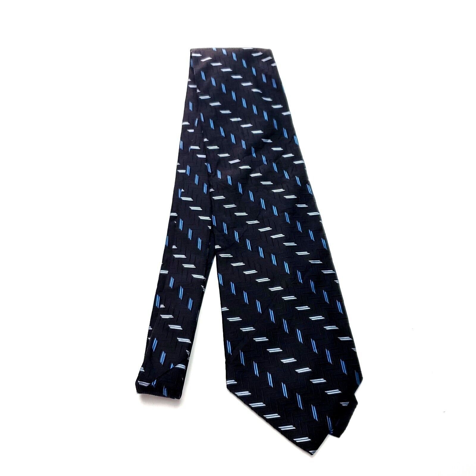 Nautica Nautica Black Silk Tie Woven Geometric Size ONE SIZE - 7 Thumbnail