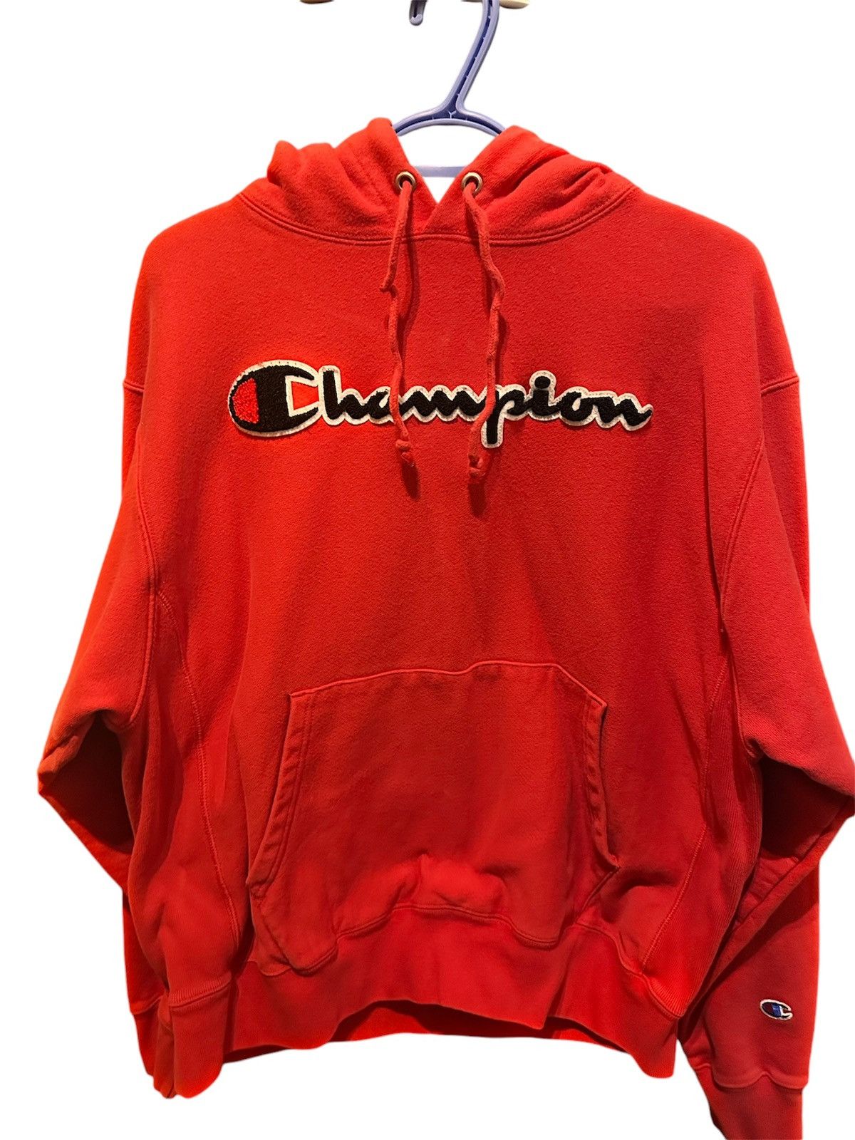 Champion × Vintage Red Champion Hoodie Sweater Size US L / EU 52-54 / 3 - 1 Thumbnail