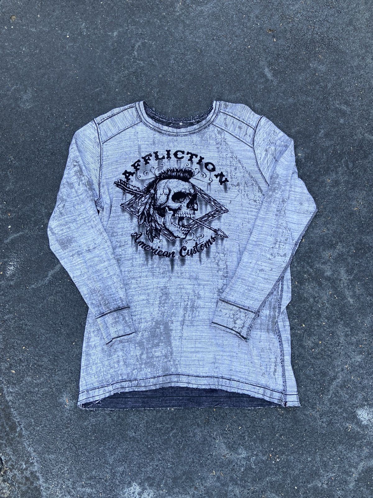 image of Crazy Y2K Opium Affliction Grail Grunge Reversible Knit XL in Black, Men's