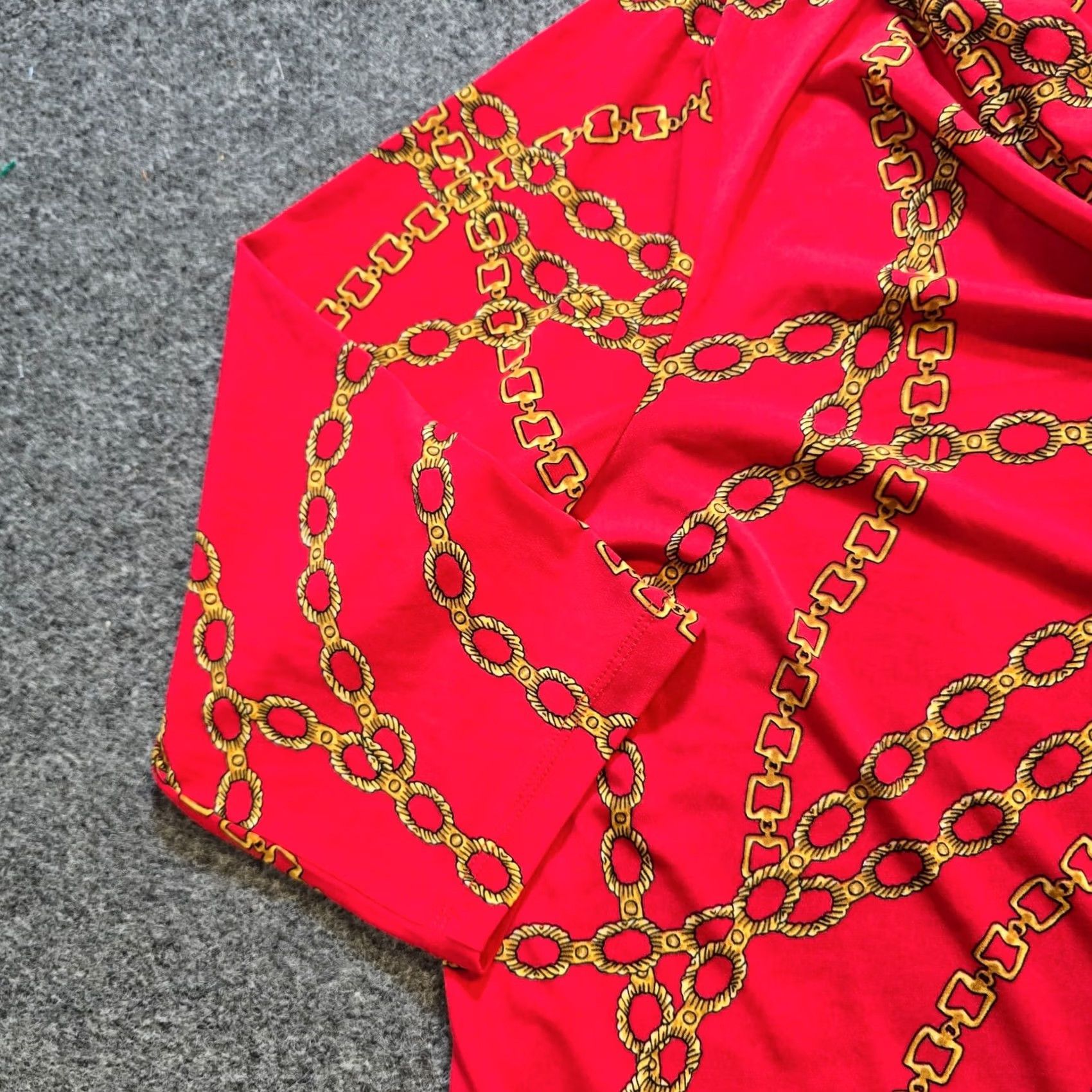 Vintage Susan Graver Top Womens 2X Red Yellow Chains Cowl Neck Blouse Geometric Knit 3/4 Sleeve Stretchy Plus Size Adult Womens Size XXL / US 16-18 / IT 52-54 - 4 Thumbnail