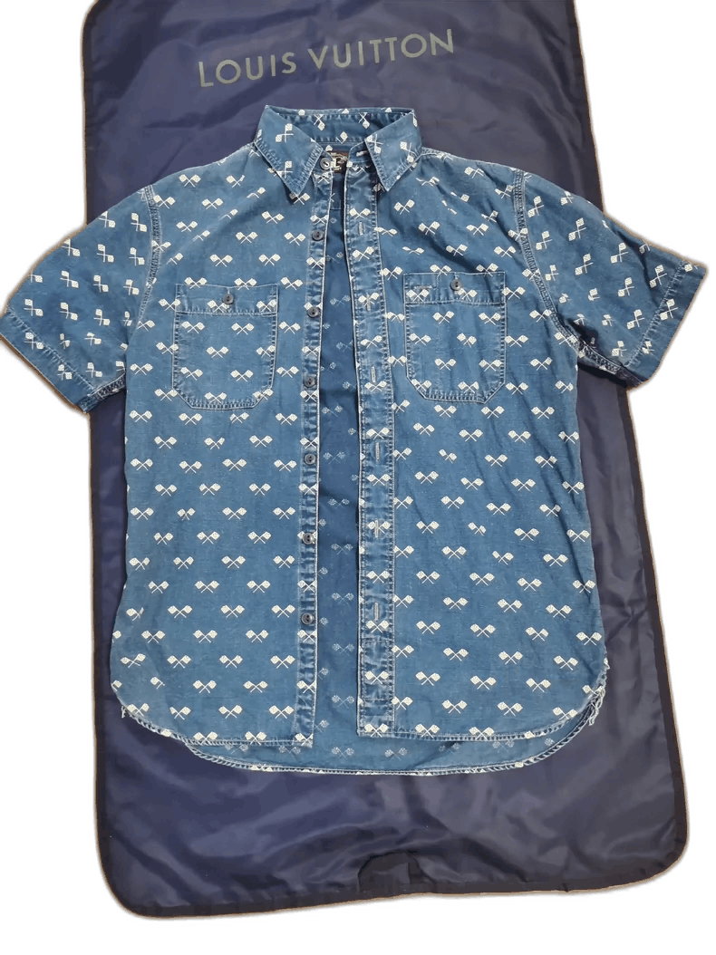 RRL Ralph Lauren Double RL Indigo Distressed Short Sleeve Shirt Size US S / EU 44-46 / 1 - 1 Thumbnail