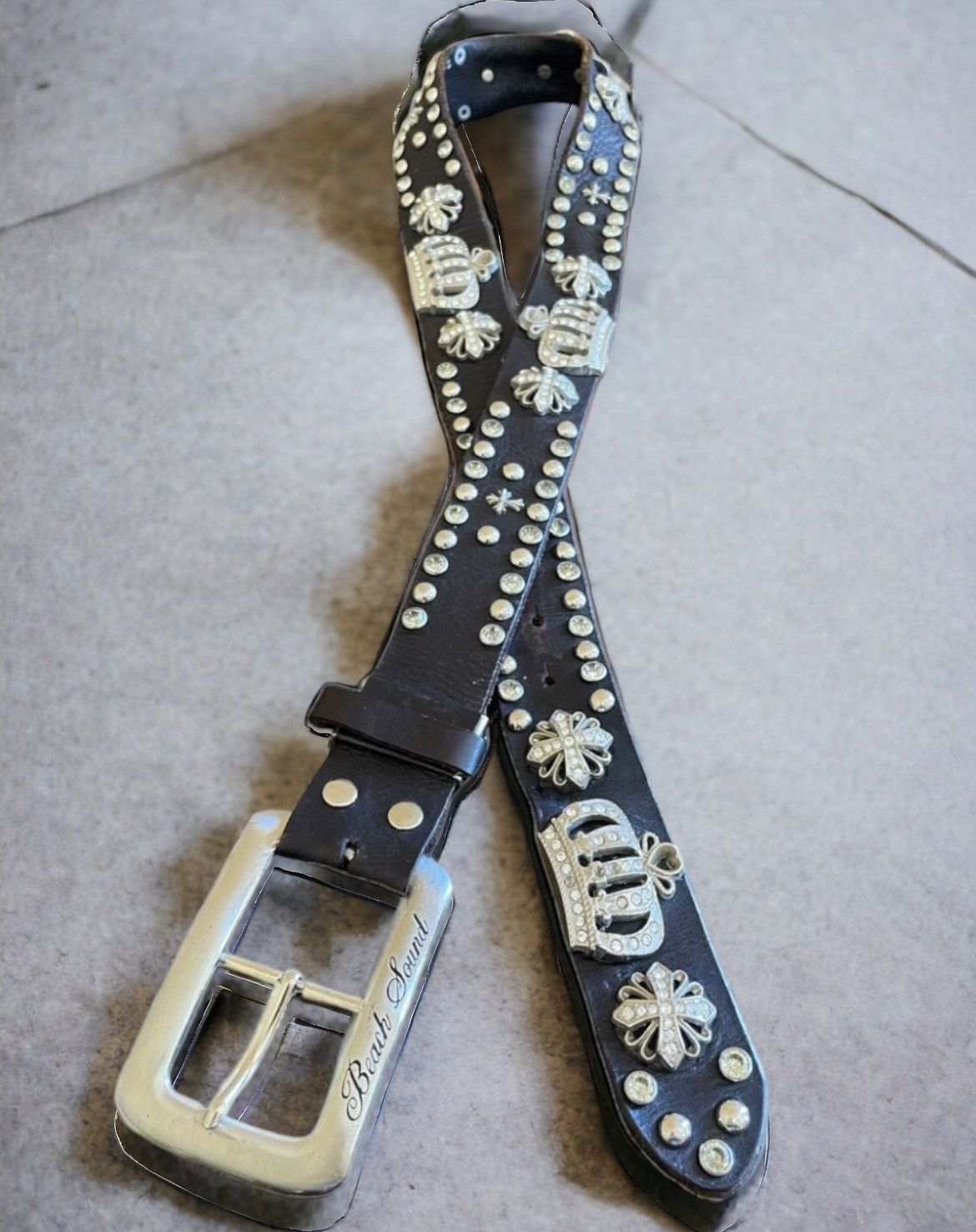 Kmrii Studs Design Leather Belt Black 30