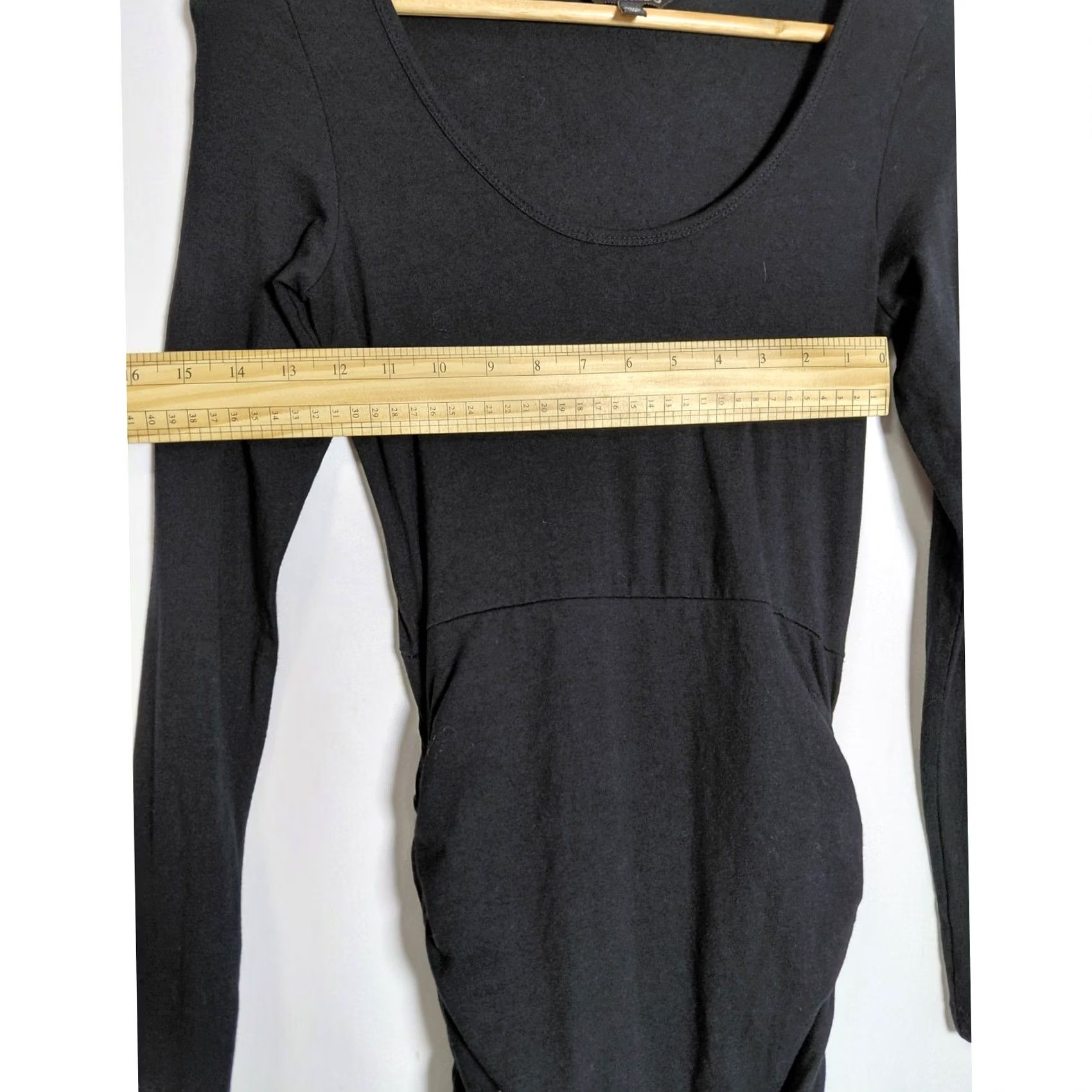 Express EXPRESS Long Sleeve Ruched Knit Midi Dress Solid Black XS Women Size XS / US 0-2 / IT 36-38 - 7 Thumbnail