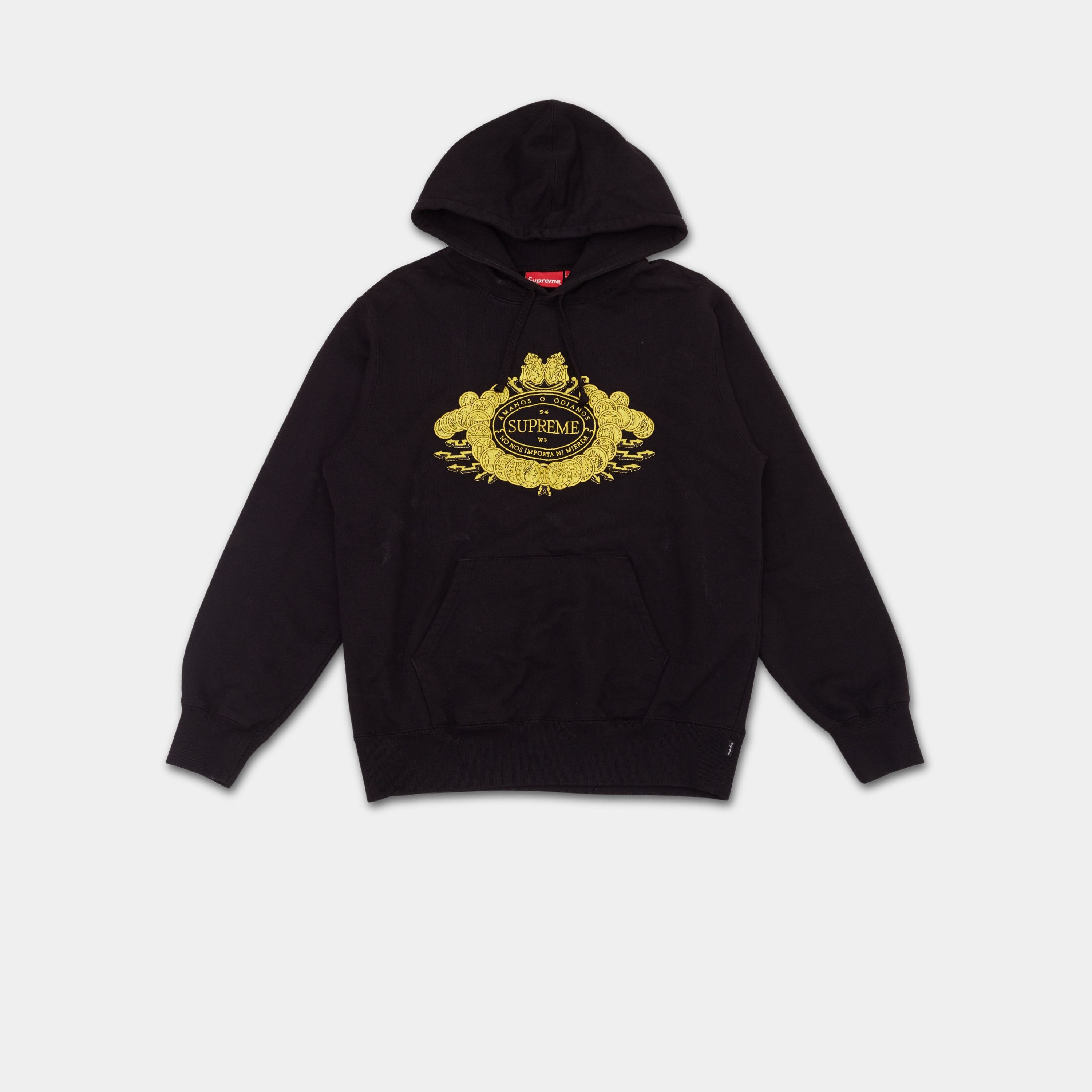 image of Supreme Amanos O Odianos Love Or Hate Hoodie Black, Men's (Size Medium)