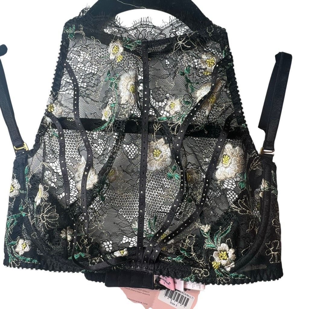 La Perla NWT Agent Provocateur Athena High Neck Lace Bra Top Black Mu Size ONE SIZE - 8 Thumbnail