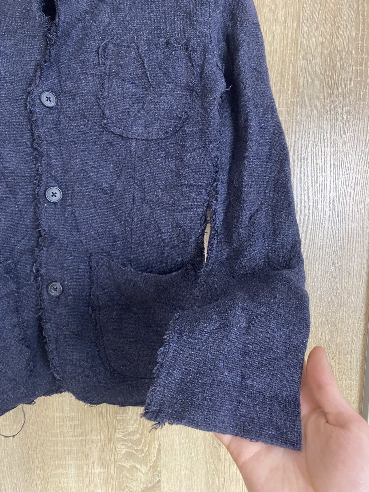 Karl Lagerfeld × Vintage 🔥 Karl Lagerfeld Distressed Blazer Jacket Sweater Cardigan Size M / US 6-8 / IT 42-44 - 10 Thumbnail