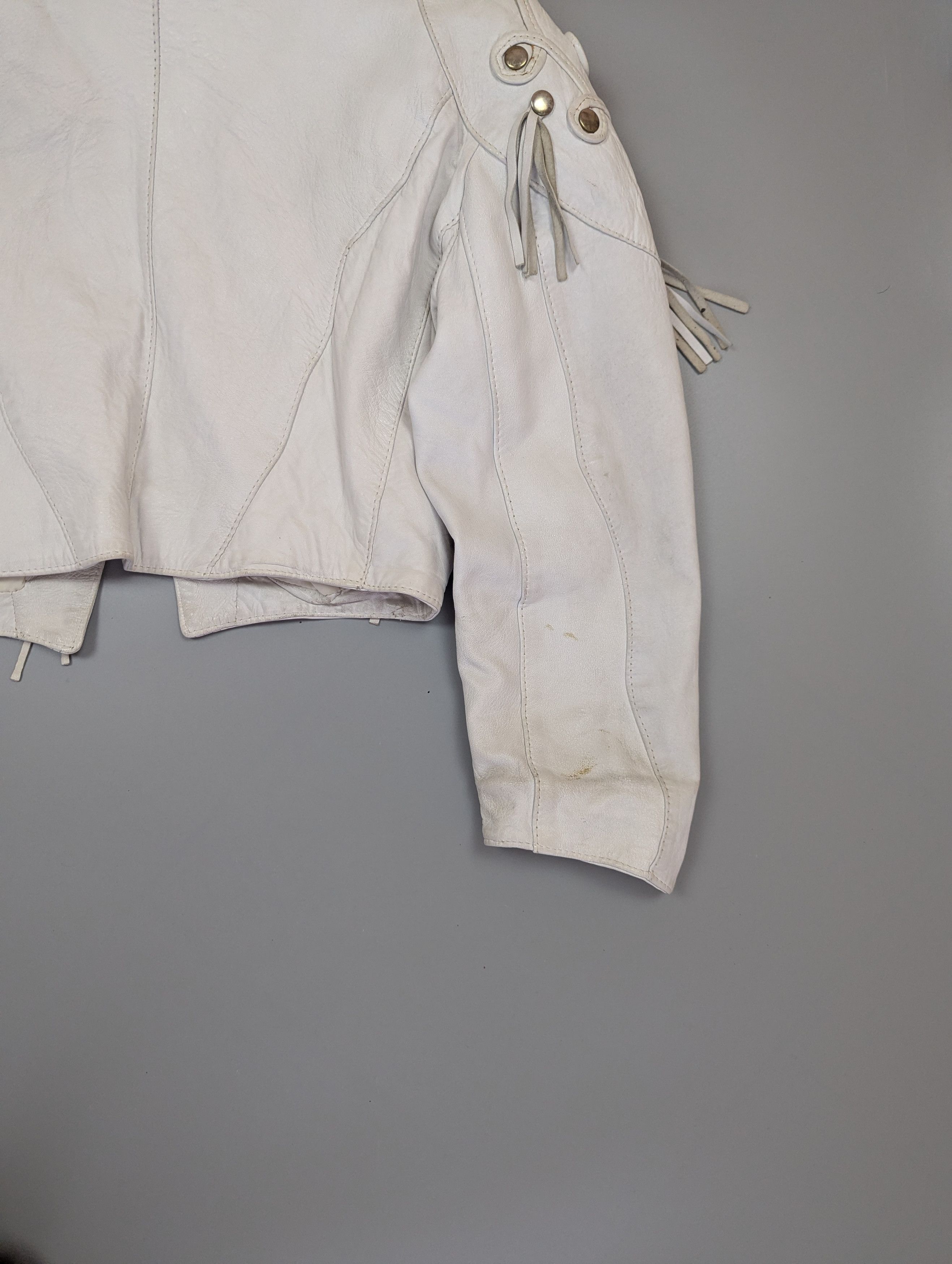Vintage Vintage 80s White Leather Jacket Bomber Womens Sz M Size M / US 6-8 / IT 42-44 - 17 Thumbnail