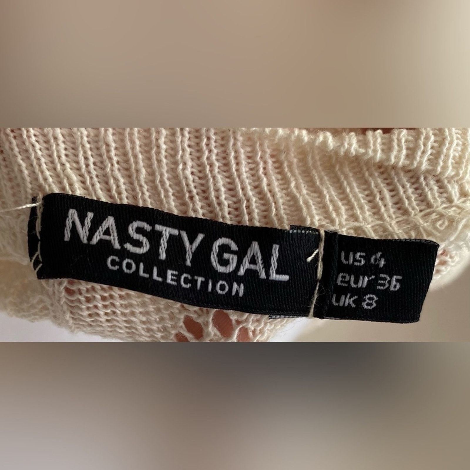 Nasty Gal Nasty Gal | Cream Crochet Knit Crop Cropped Sweater | 4 Size S / US 4 / IT 40 - 3 Thumbnail