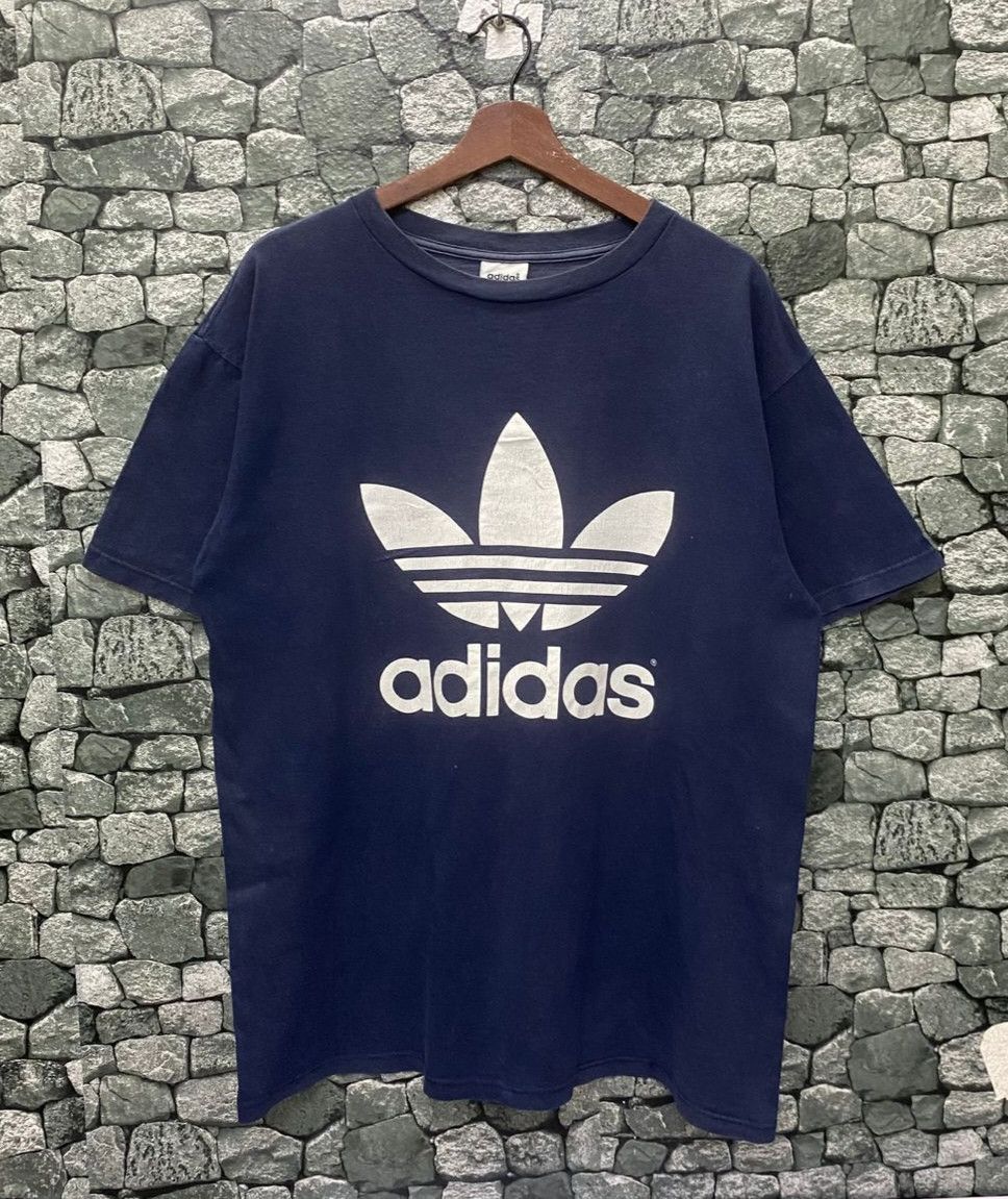 Adidas Vintage 90s Adidas Big Logo Distressed Tshirt Size US M / EU 48-50 / 2 - 1 Thumbnail