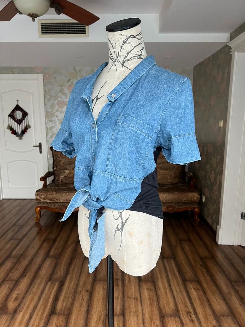 Helmut Lang HELMUT LANG Light-colored short-sleeved shirt with a sheer Size S / US 4 / IT 40 - 9 Thumbnail
