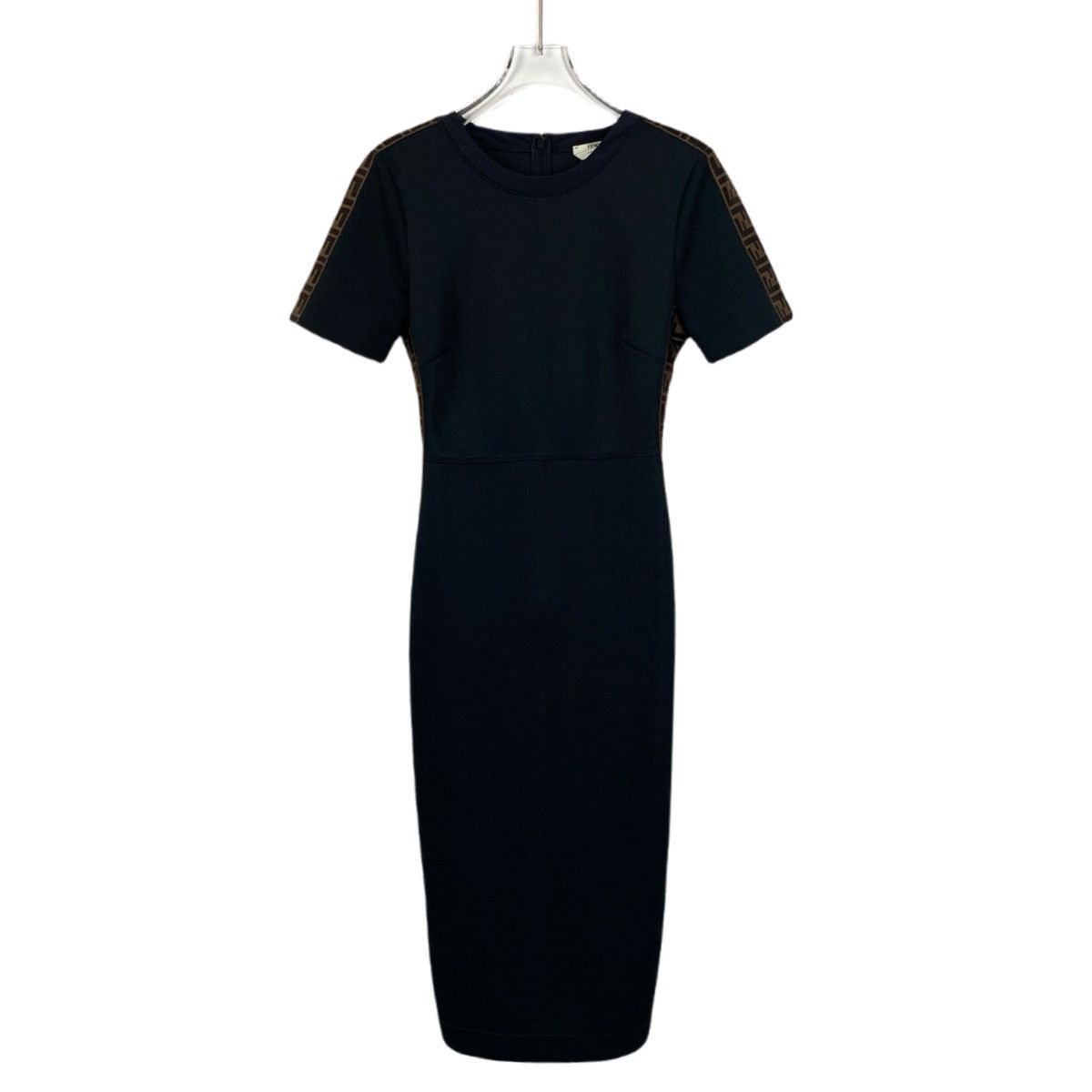 Fendi Fendi Black Monogram Side Spliced Short Sleeve Dress K26WX Size XS / US 0-2 / IT 36-38 - 1 Thumbnail
