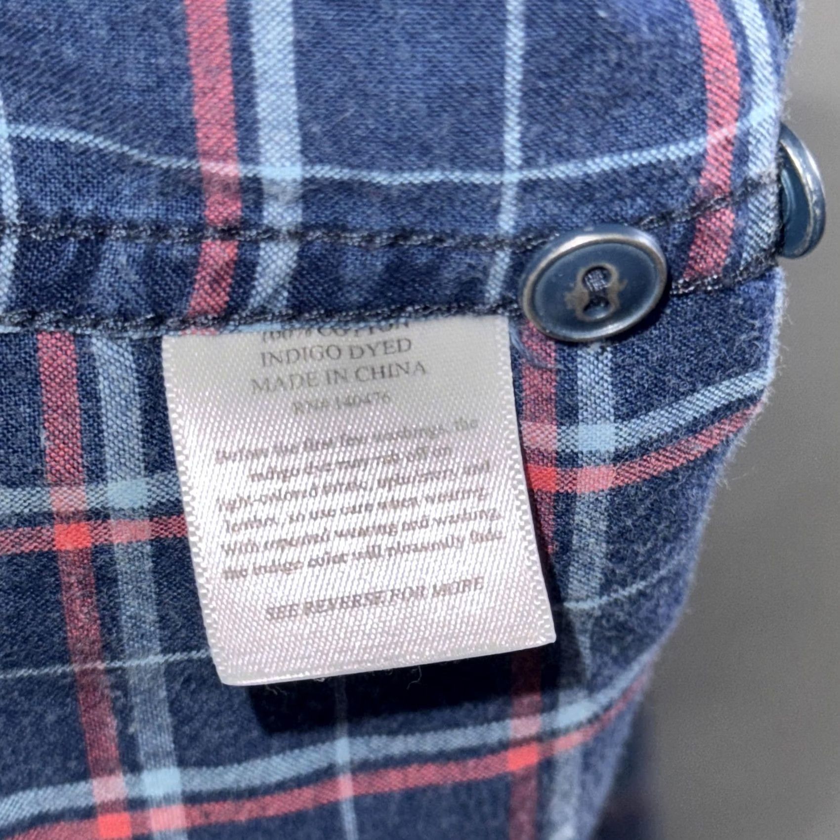 Faherty Faherty Shirt Mens L Blue Red Plaid Button-Down Indigo Dyed Long Sleeve Size US L / EU 52-54 / 3 - 5 Thumbnail