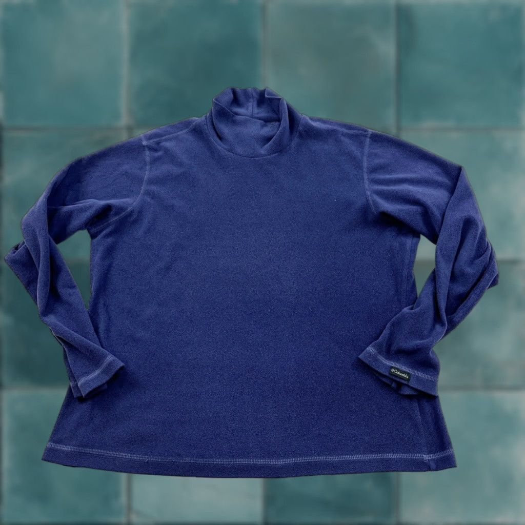 Vintage Columbia Sweatshirt Womens Large Blue Fleece Mock Neck Lightweight USA Pullover Size L / US 10 / IT 46 - 1 Thumbnail