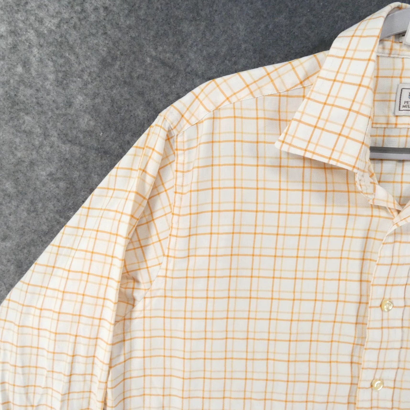 Peter Millar Peter Millar Shirt Mens Large Long Sleeve Button-Up Orange White Plaid Size US L / EU 52-54 / 3 - 3 Thumbnail