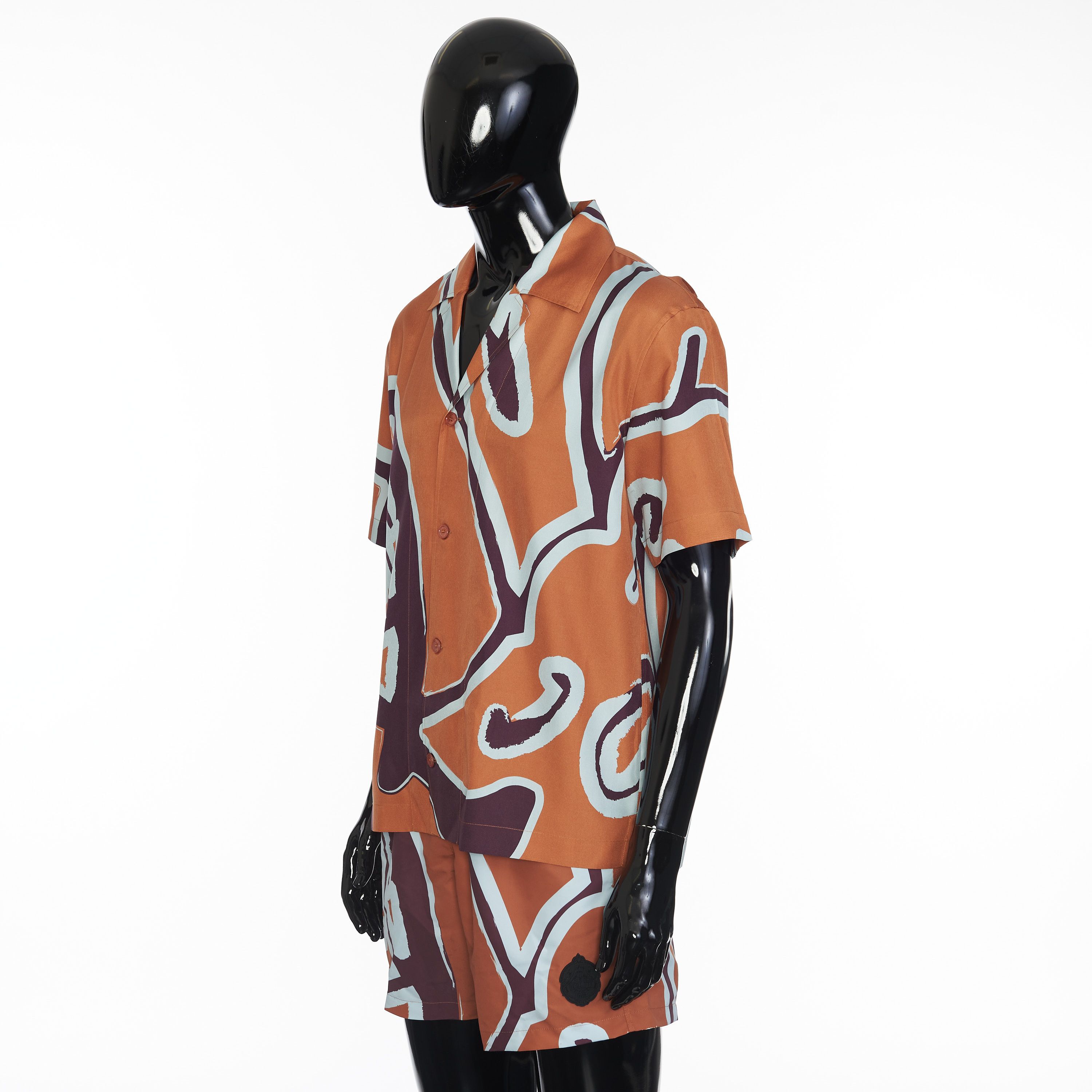 Berluti Short Sleeve Shirt With Giant Scritto Print In Mulberry Silk Size US L / EU 52-54 / 3 - 2 Thumbnail