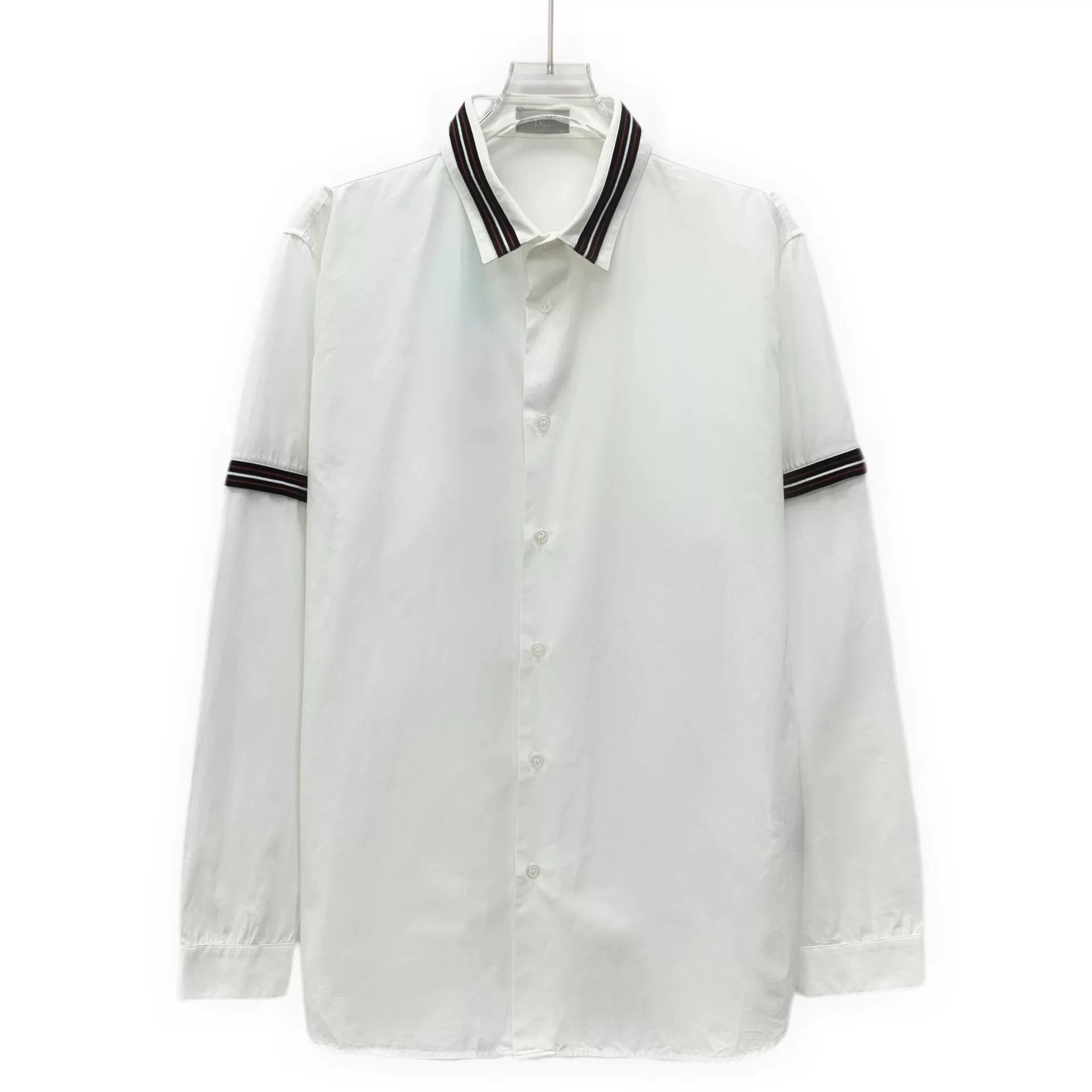 Dior white striped cotton long sleeve shirt Size US L / EU 52-54 / 3 - 1 Thumbnail
