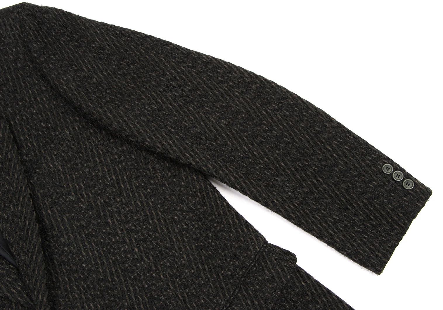 Issey Miyake Wool Patterned Jacket in Green and Black, Size L Size US L / EU 52-54 / 3 - 6 Thumbnail