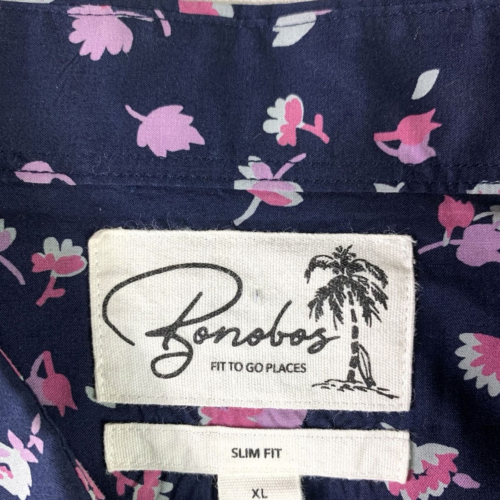 Bonobos Bonobos Hawaiian shirt Mens XL Slim Fit blue pink floral button up short sleeve Size US L / EU 52-54 / 3 - 2 Thumbnail