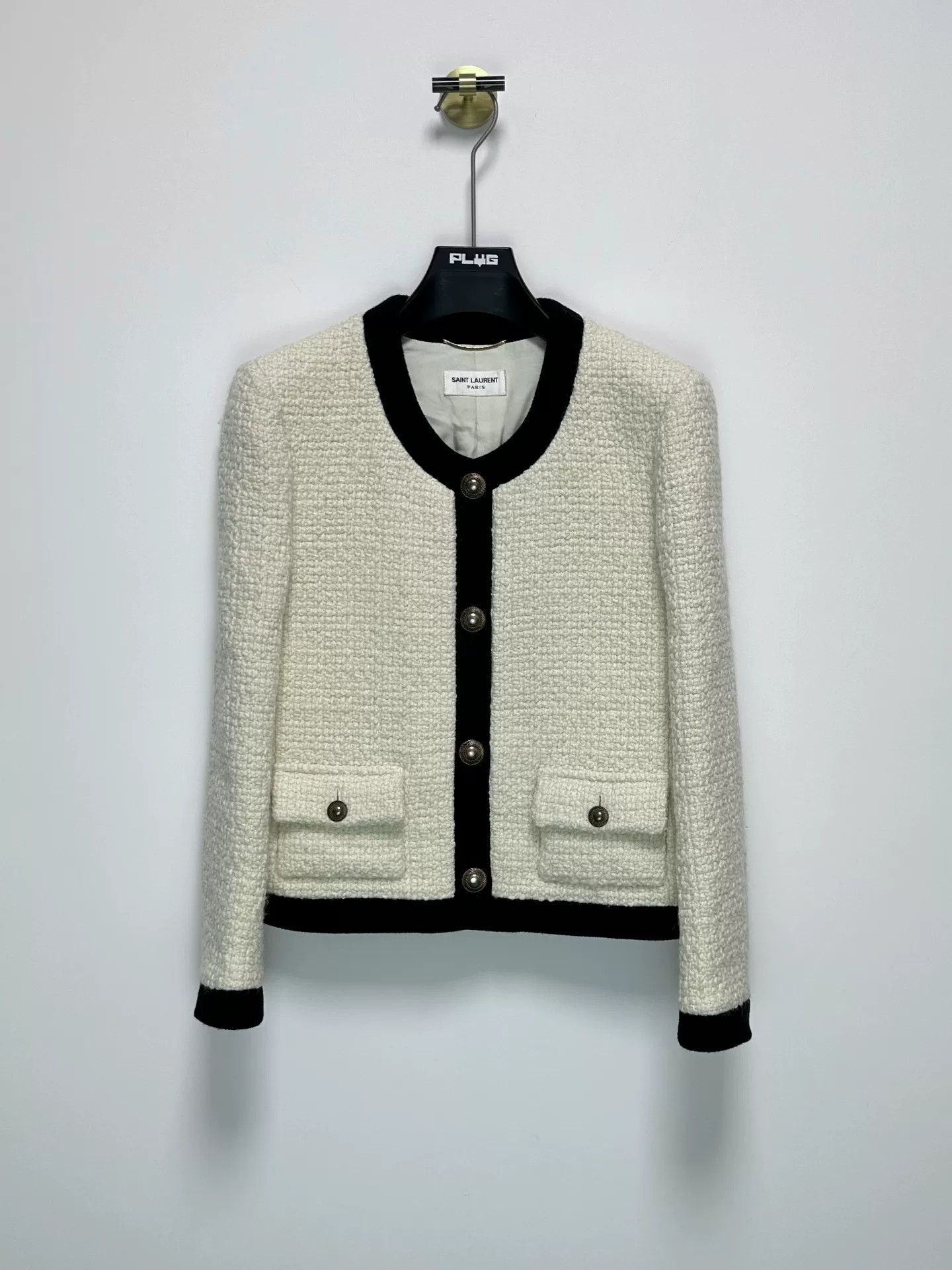 Saint Laurent Paris Saint Laurent YSL White Tweed Jacket Size XS / US 0-2 / IT 36-38 - 1 Thumbnail