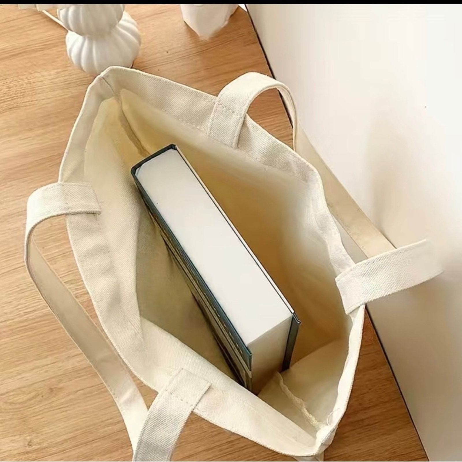 Other Letter Print Canvas tote reusable Shopping Bag book bag Size ONE SIZE - 4 Thumbnail
