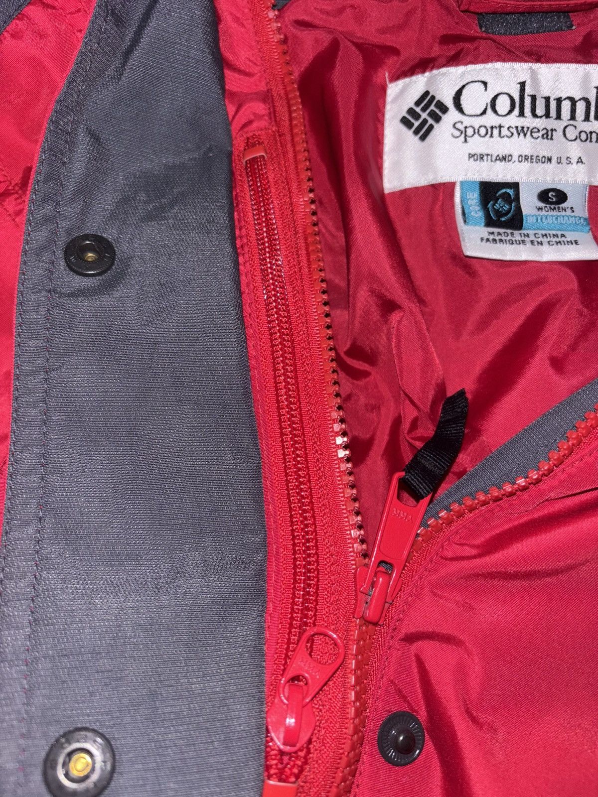 Columbia Vintage 90s Columbia Red Interchange Shell Jacket - No Liner Size S / US 4 / IT 40 - 3 Thumbnail