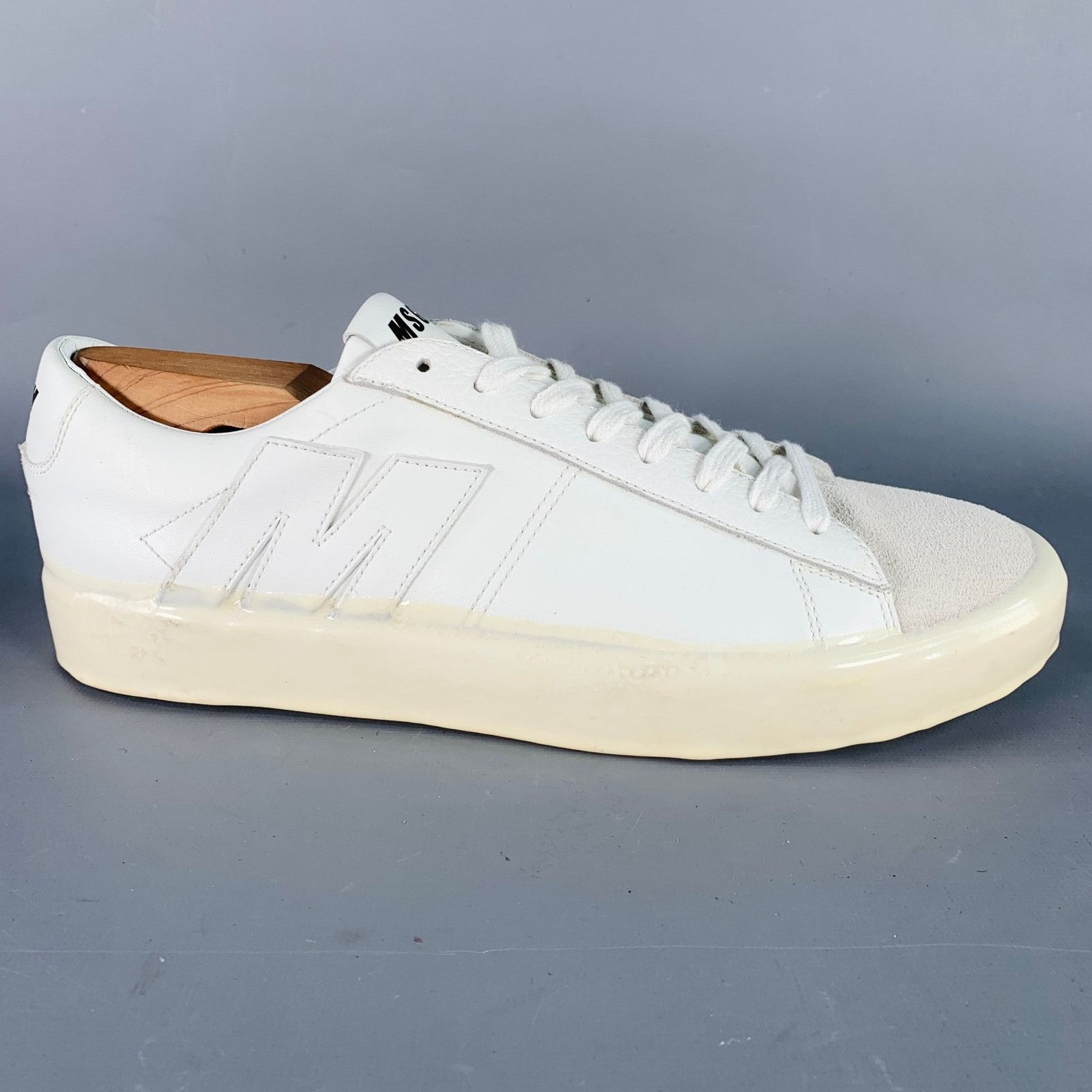 MSGM Size 8 White Leather Suede Trim Lace-Up Low Top Sneakers Size US 8 / EU 41 - 2 Thumbnail