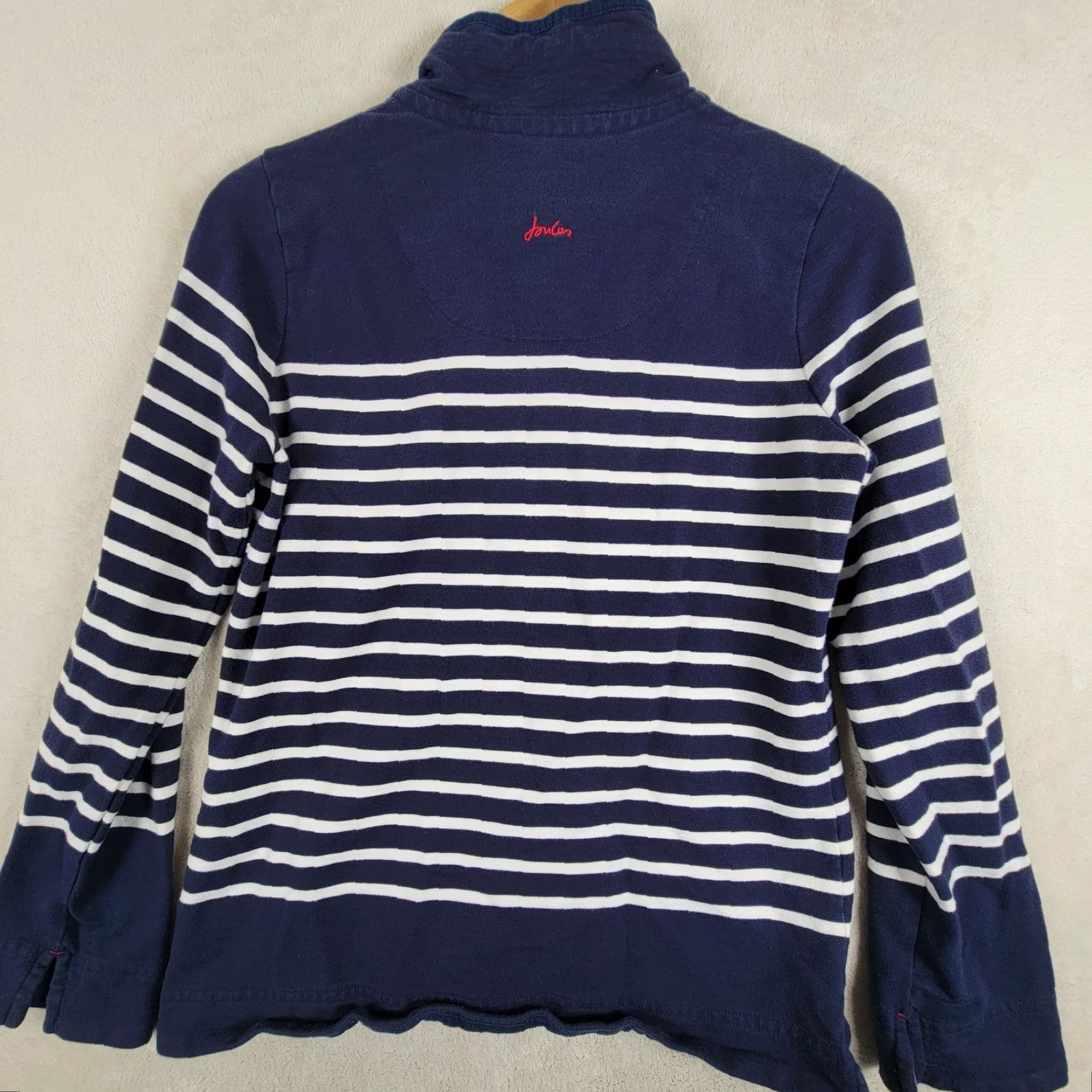 Vintage Joules Sweatshirt Striped Mock Neck Navy Blue Pullover 6 Women Regular Size Comfort Breathable Stretch Size M / US 6-8 / IT 42-44 - 3 Thumbnail