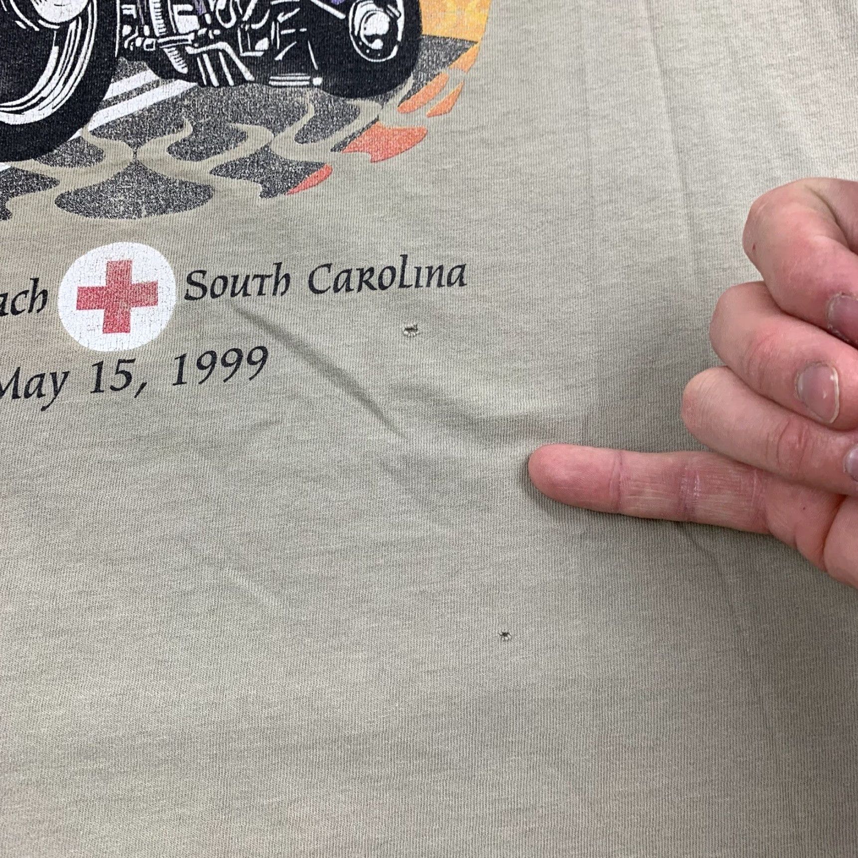 Jerzees VINTAGE American Red Cross Shirt Adult Large Tan Coastal Poker Run Thrashed 90s Size US L / EU 52-54 / 3 - 7 Thumbnail