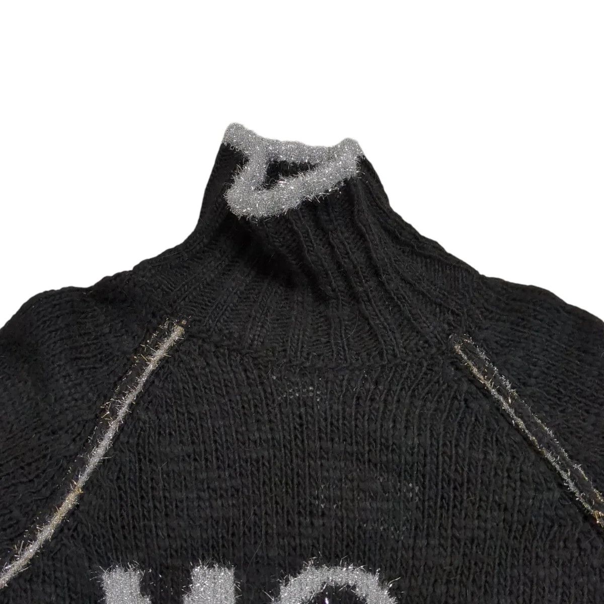 MM6 Jacquard Logo Turtleneck Alpaca Wool Knit Sweater Size L / US 10 / IT 46 - 3 Thumbnail