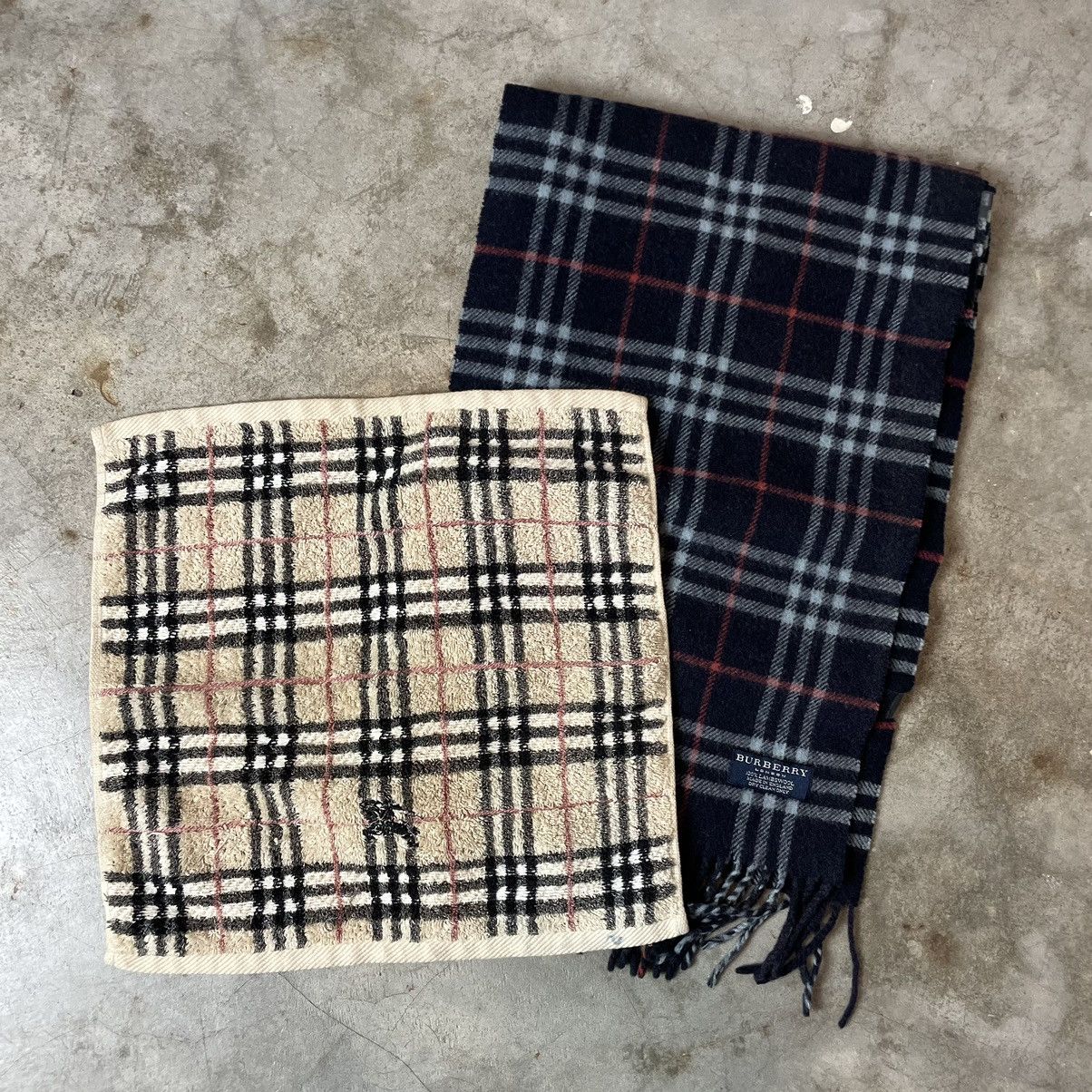 Burberry Nova Check Scarf Wool Neckwear Free Handkerchief