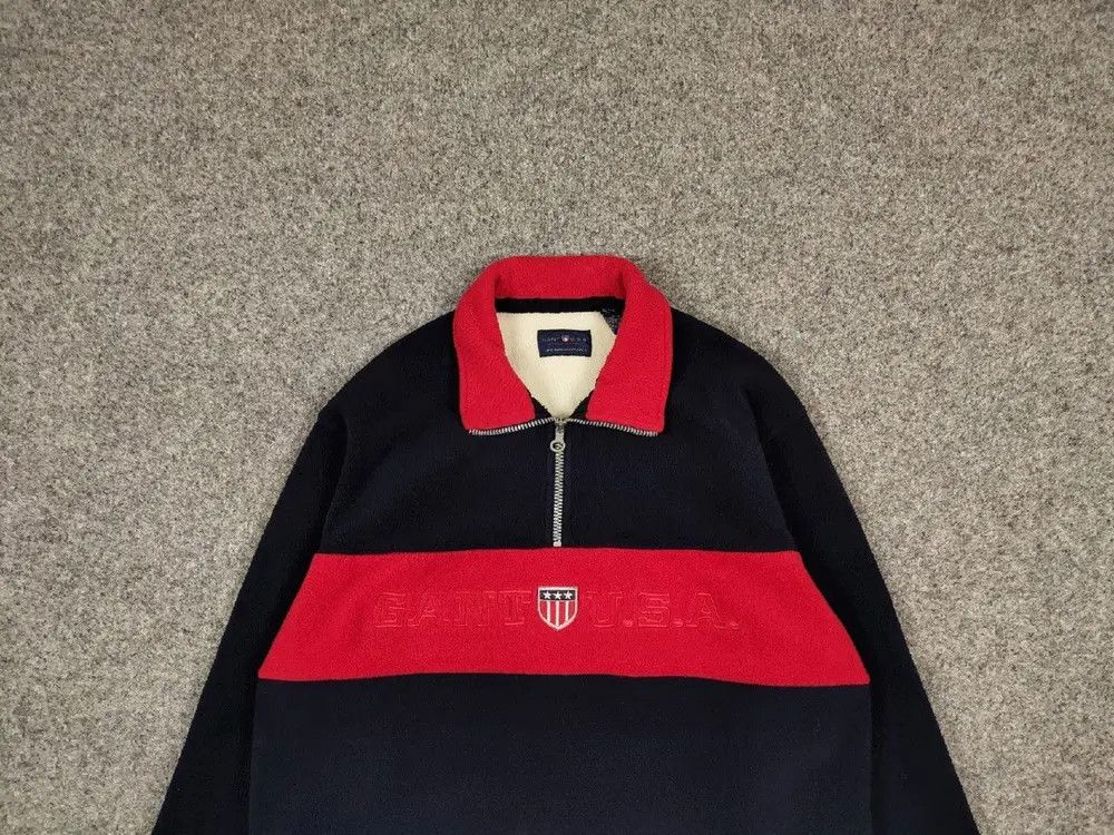 Gant Vintage 90s Fleece Gant Usa Big Logo Pullover Jacket Size US L / EU 52-54 / 3 - 3 Thumbnail