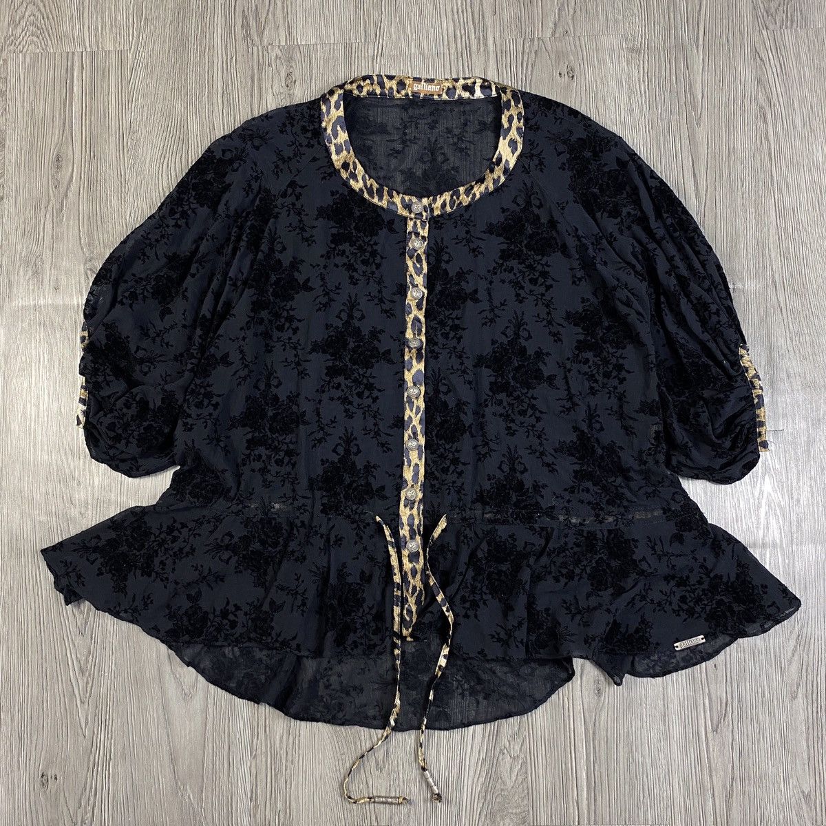 John Galliano Galliano Black Sheer Embroidered Silver Button Cardigan Size S / US 4 / IT 40 - 2 Thumbnail