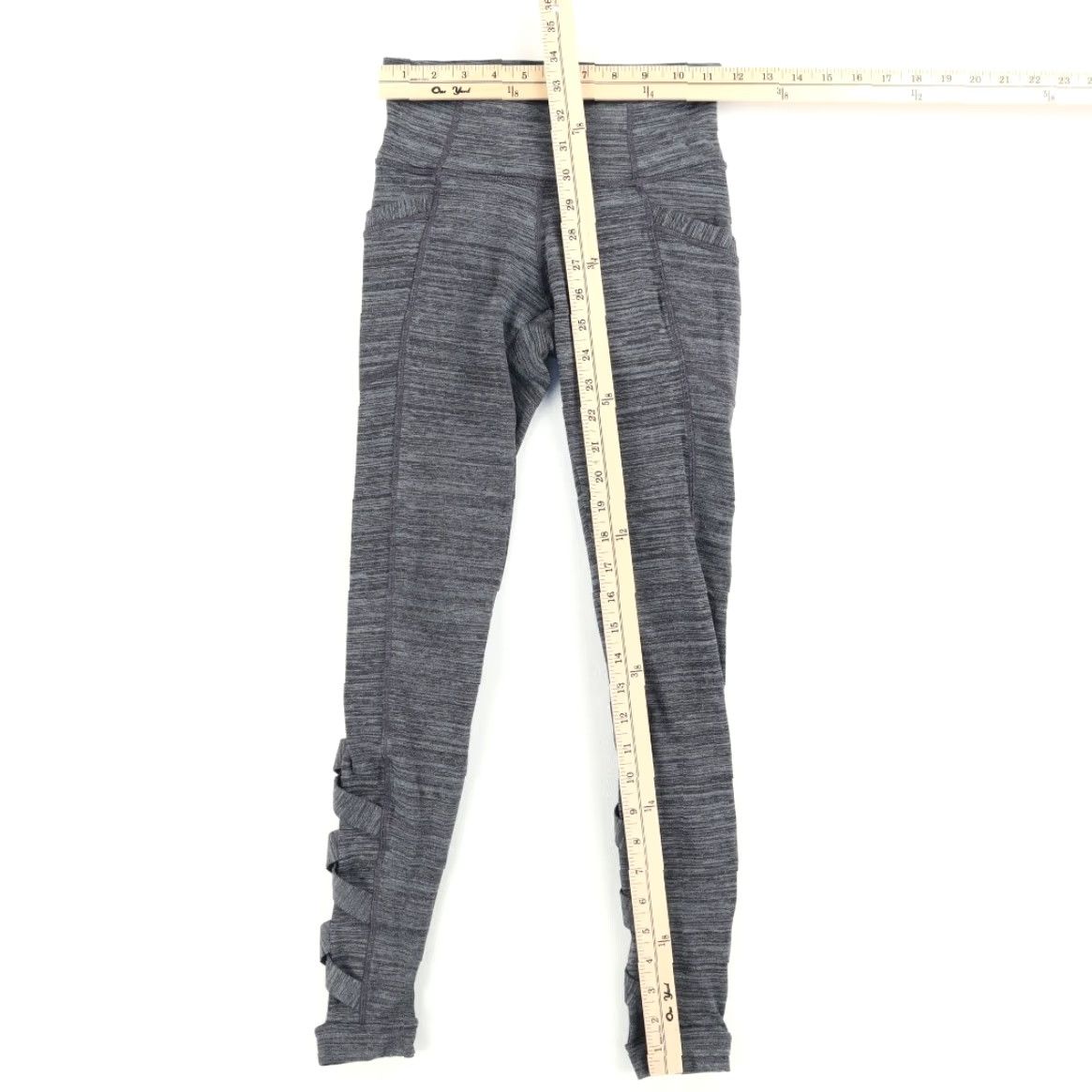 Athleta Athleta High Rise Spacedye Cutout Chaturanga Nylon Woven Leggings Gray Women's XXS Size 24" / US 00 / IT 34 - 3 Thumbnail