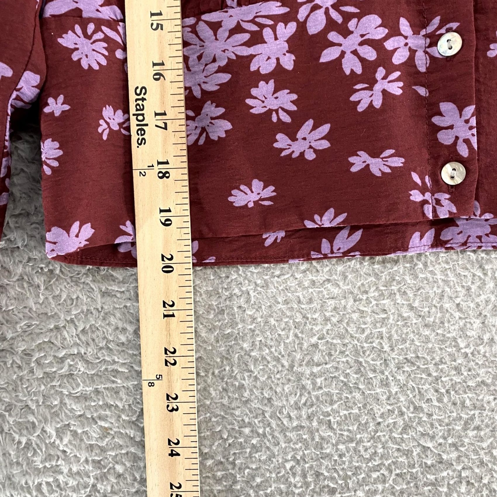 Madewell VINTAGE Madewell Floral Top Womens L Red Button Front Cropped Long Sleeve Size L / US 10 / IT 46 - 4 Thumbnail