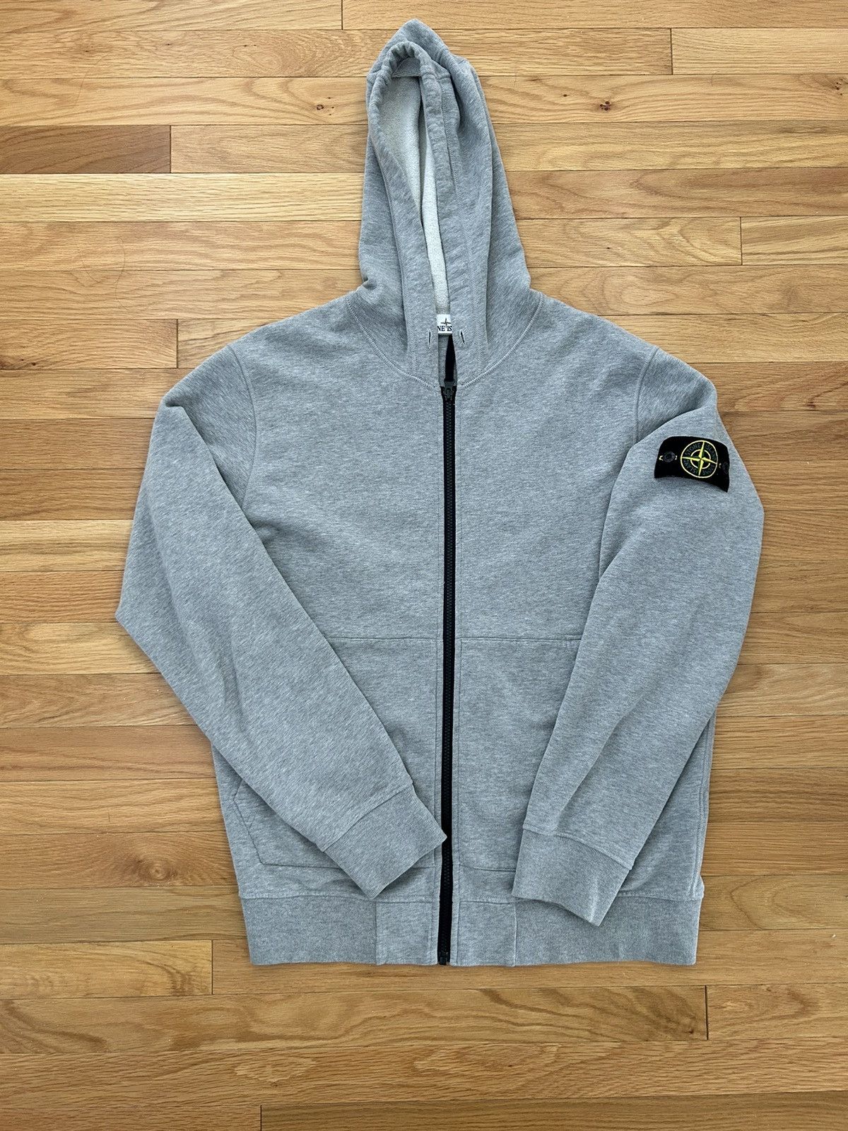 image of Stone Island Grey Hoodie Zip Xl, Men's