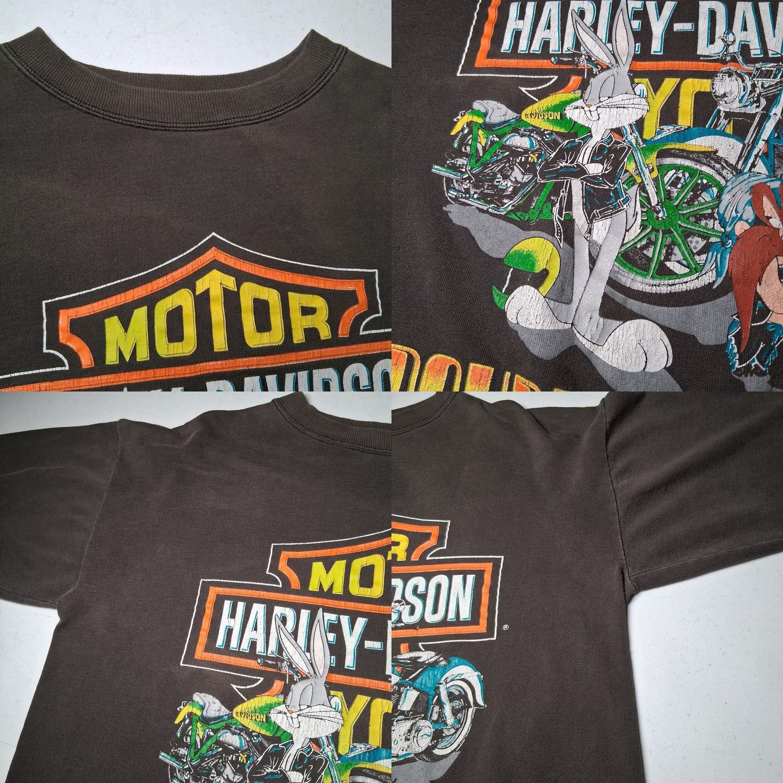 Harley Davidson VINTAGE Harley-Davidson Sweatshirt Crewneck Mens L Black Distressed Bugs Bunny Yosemite Sam Graphic Size US L / EU 52-54 / 3 - 10 Thumbnail