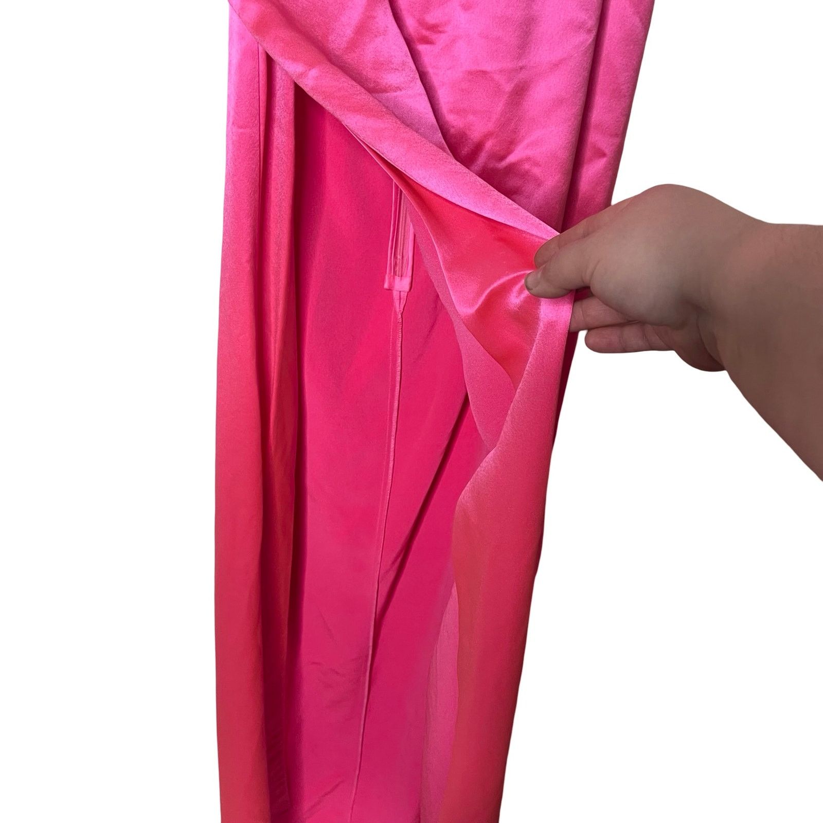Retrofete Retrofete Rosa Maxi slip Dress Hyper Pink side seam split L Size L / US 10 / IT 46 - 5 Thumbnail