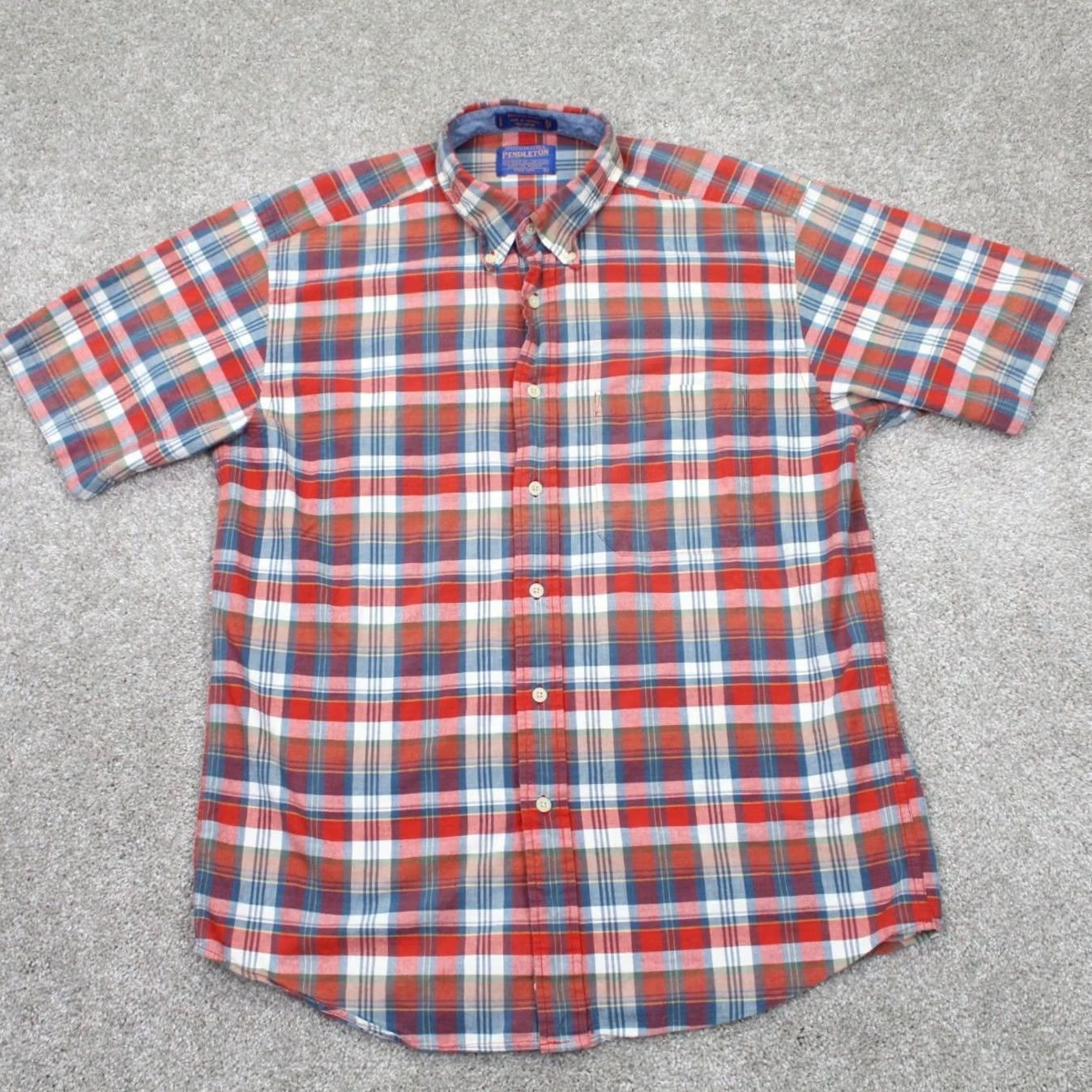 Pendleton Pendleton Board Shirt Men L Red/Blue Plaid Cotton Short Sleeve Button-Down Shirt Mens Large Plaid Cotton Button-Up Shirt Size US L / EU 52-54 / 3 - 2 Thumbnail