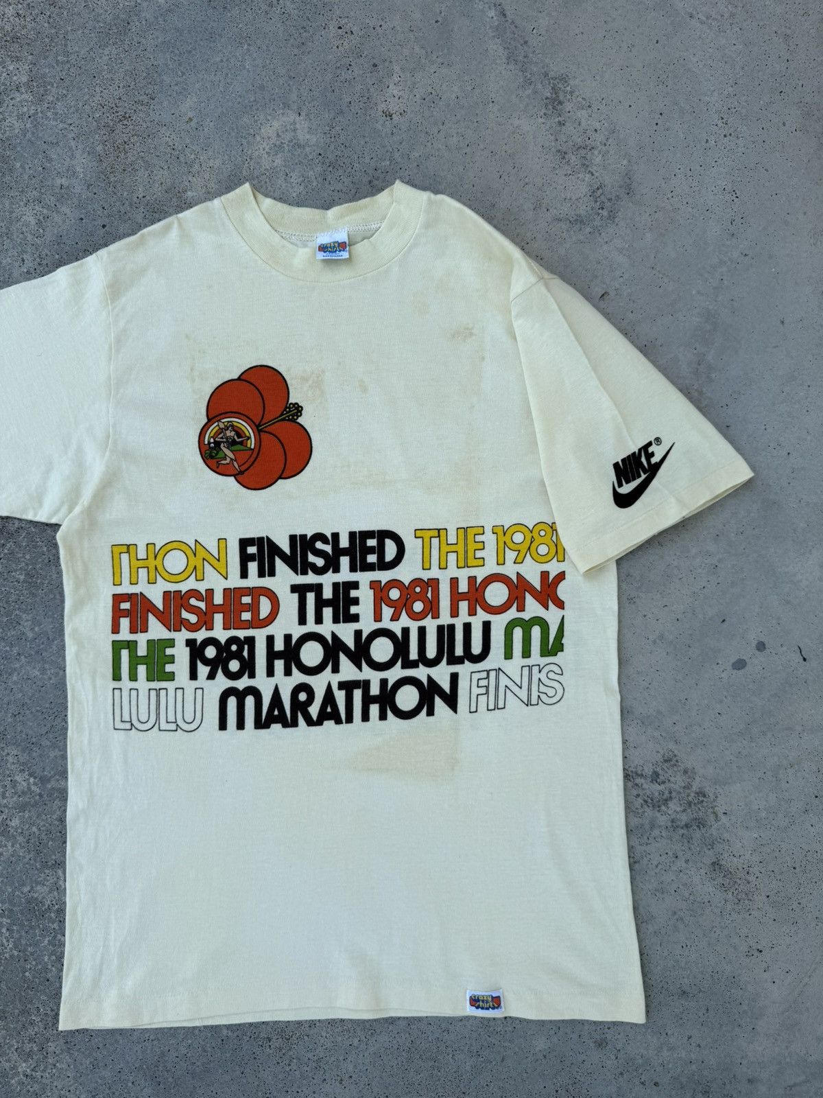 Nike 🔥Vintage 80s Nike Honolulu Marathon X Crazy Shirt Size US M / EU 48-50 / 2 - 11 Thumbnail